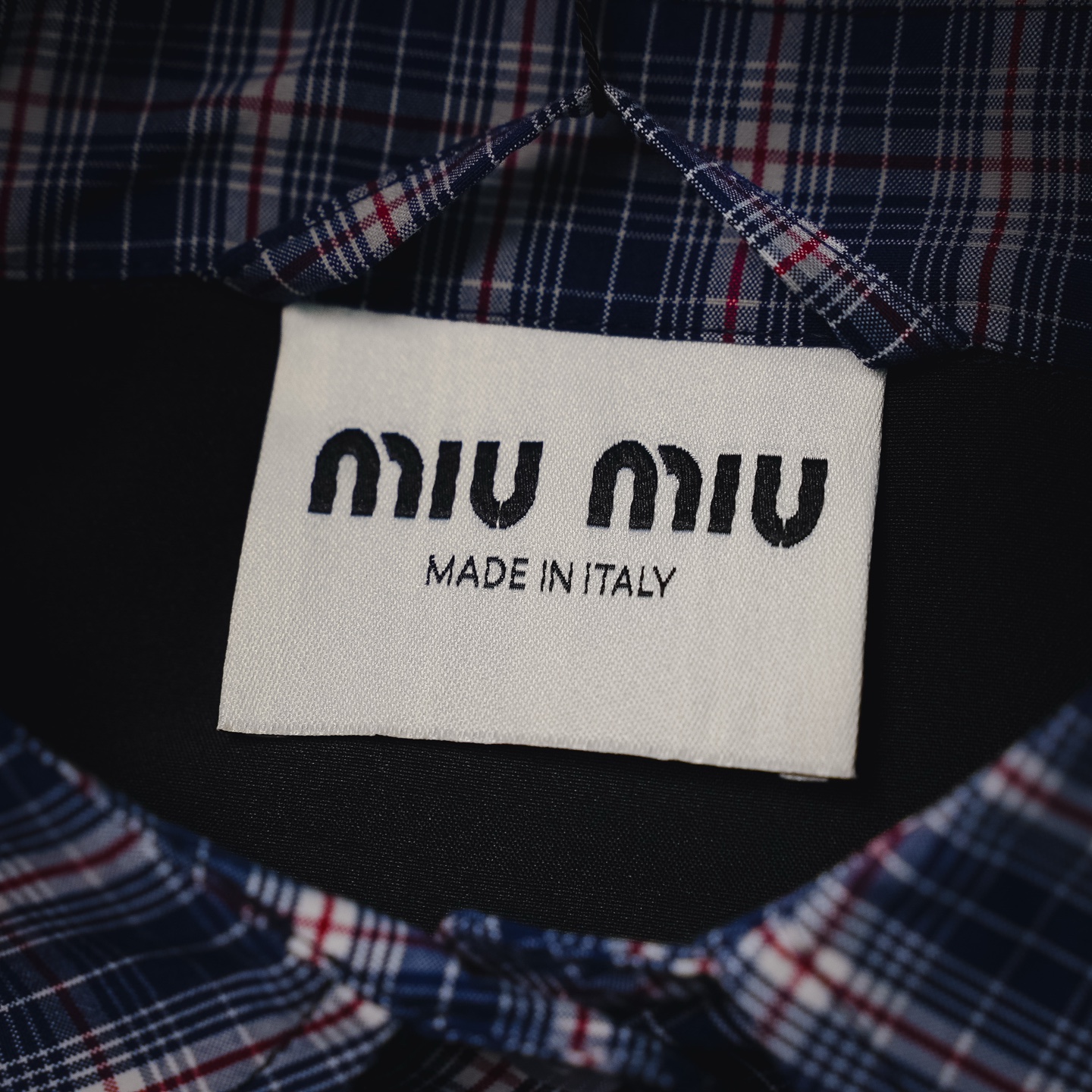 Miu embroidered plaid jacket