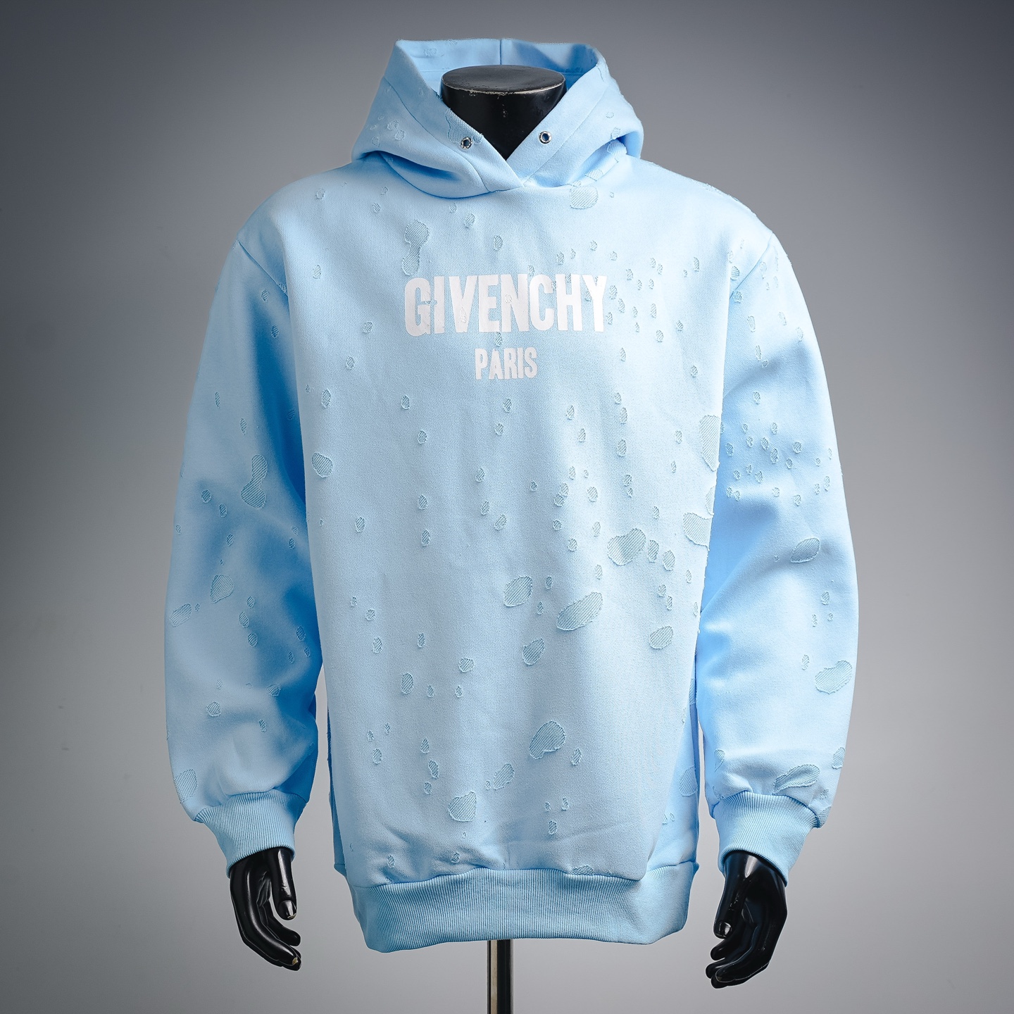 Given print ripped hoodie
