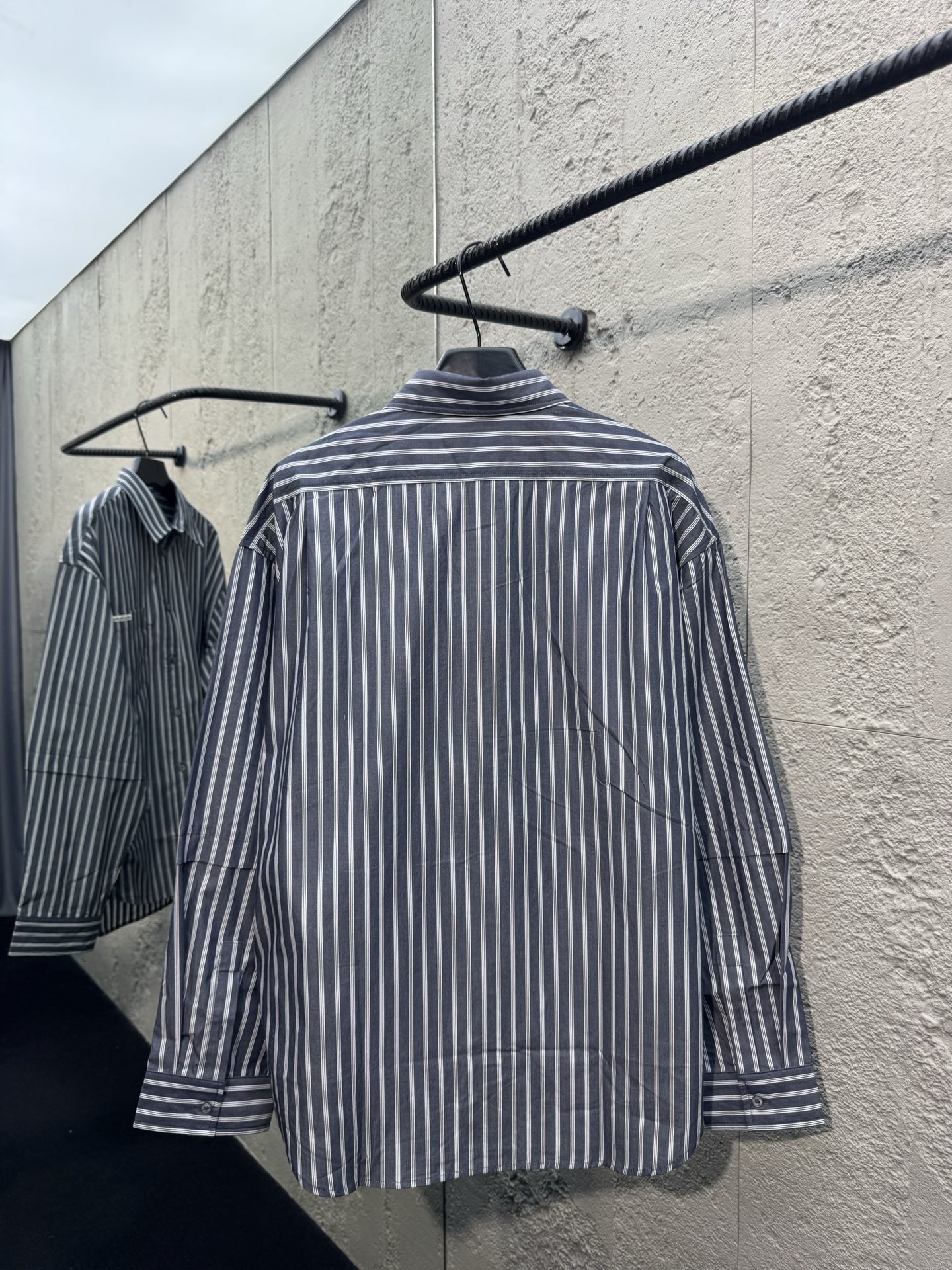 Acne logo badge striped shirts