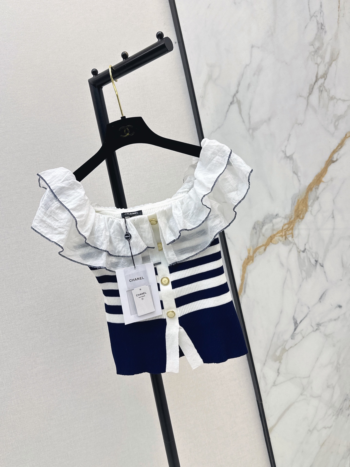 Chan 26ss knit off shoulder top