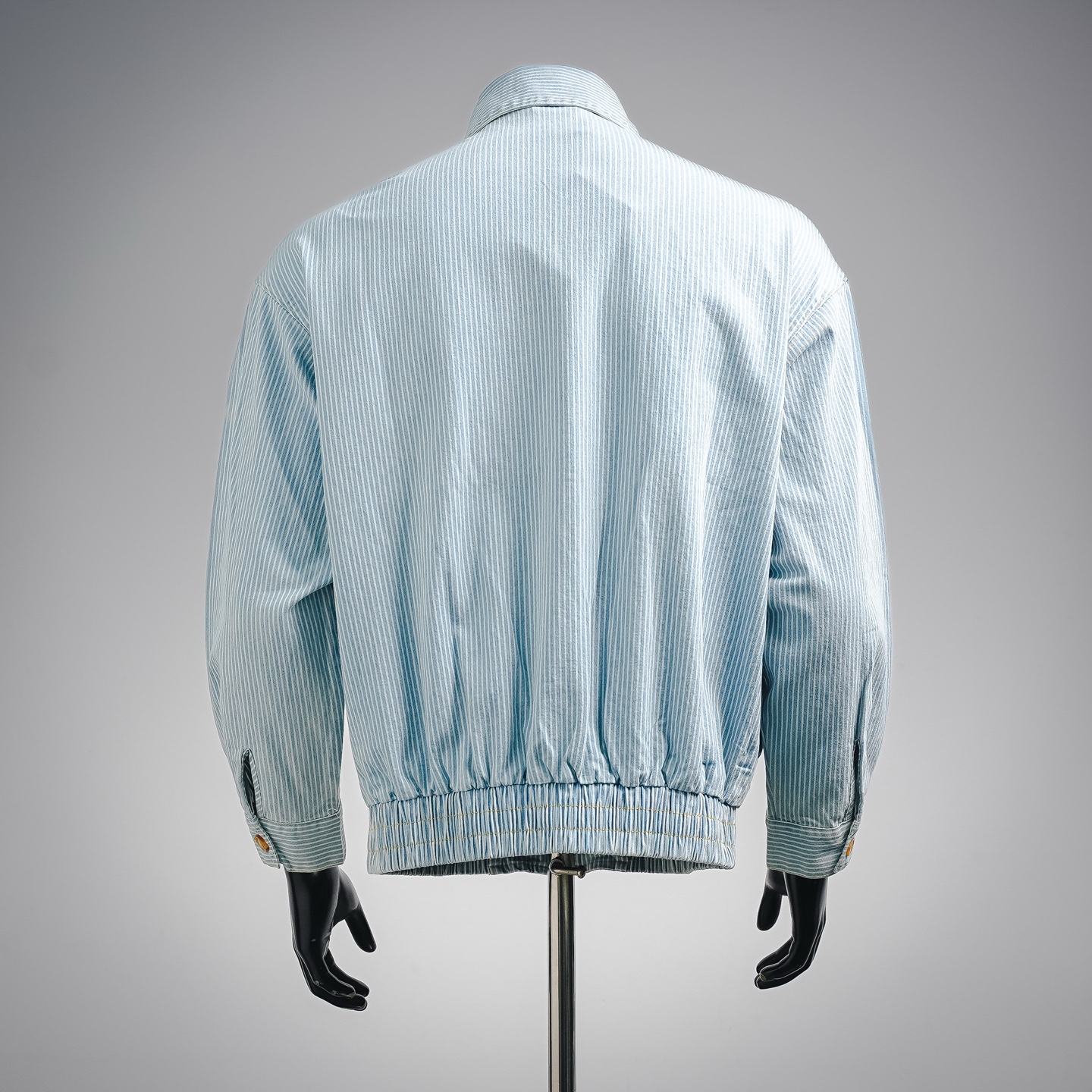 Miu vertical stripe denim zip jacket