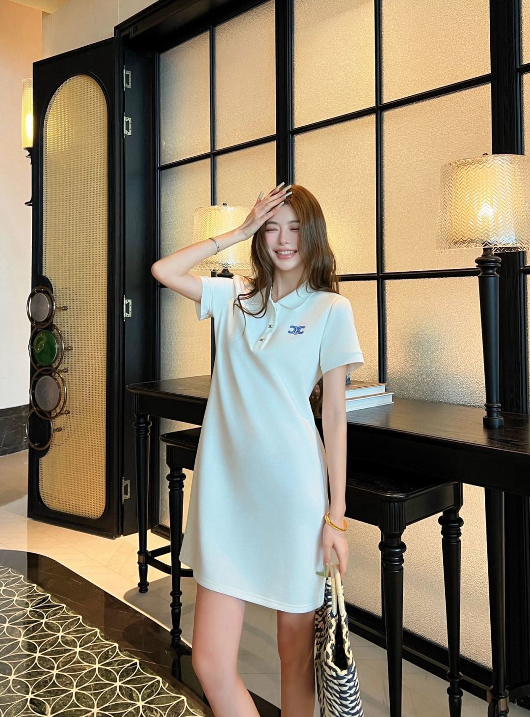 Celi 26ss embroidery polo dress