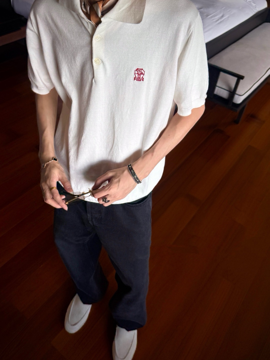 Brunello badge knit t-shirt