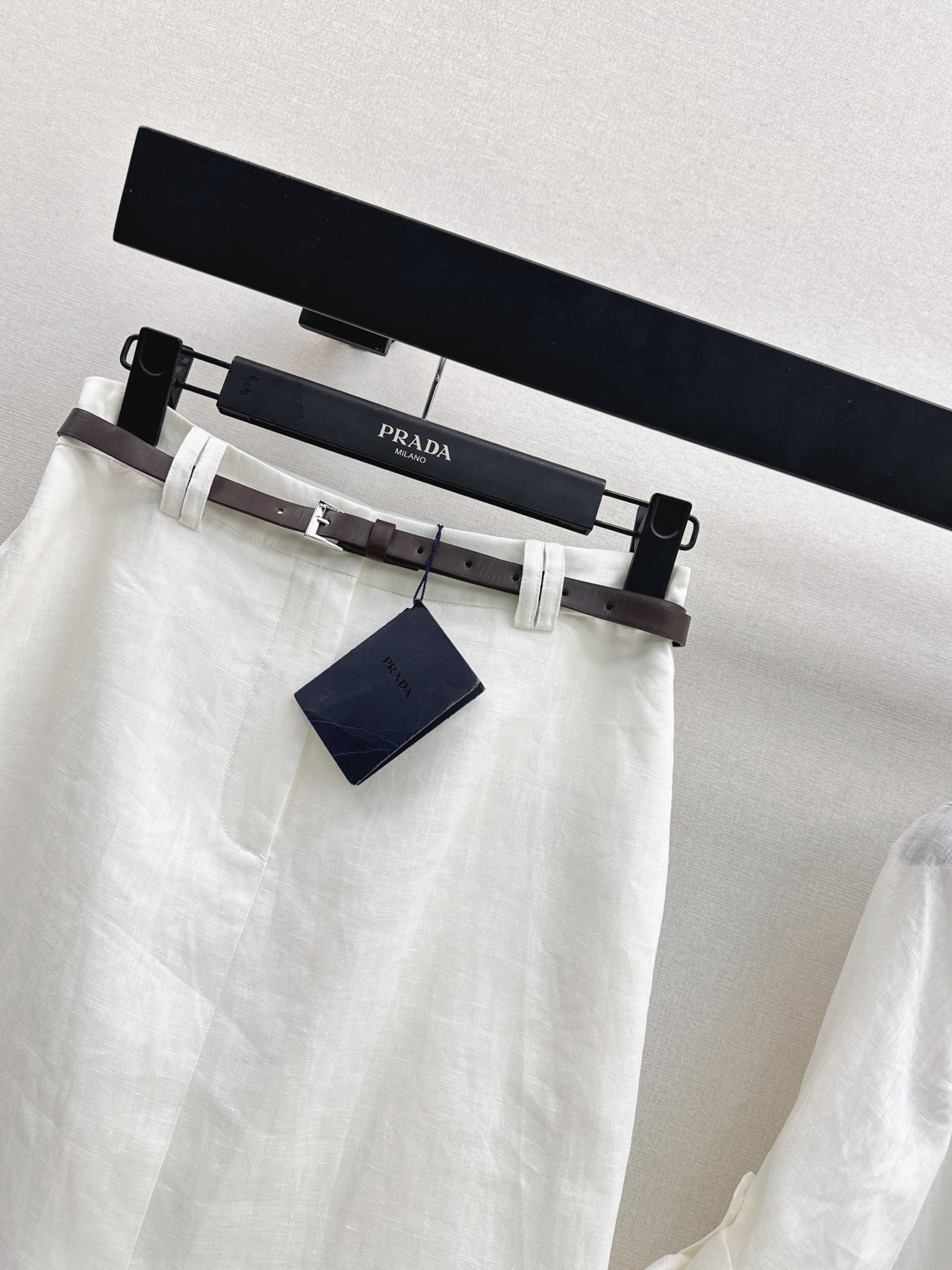Pra 26ss linen belted skirt