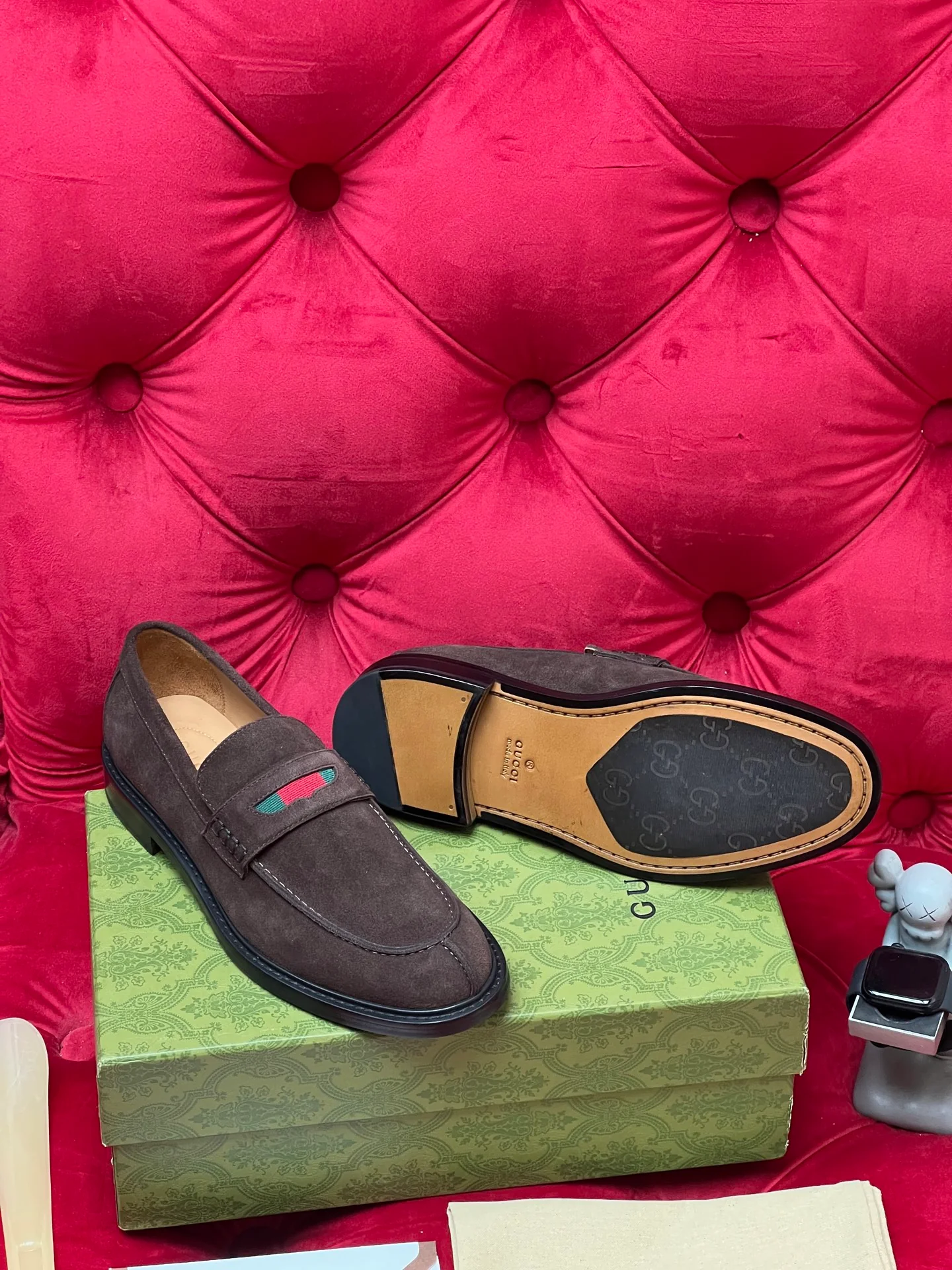 Guc suede penny loafers
