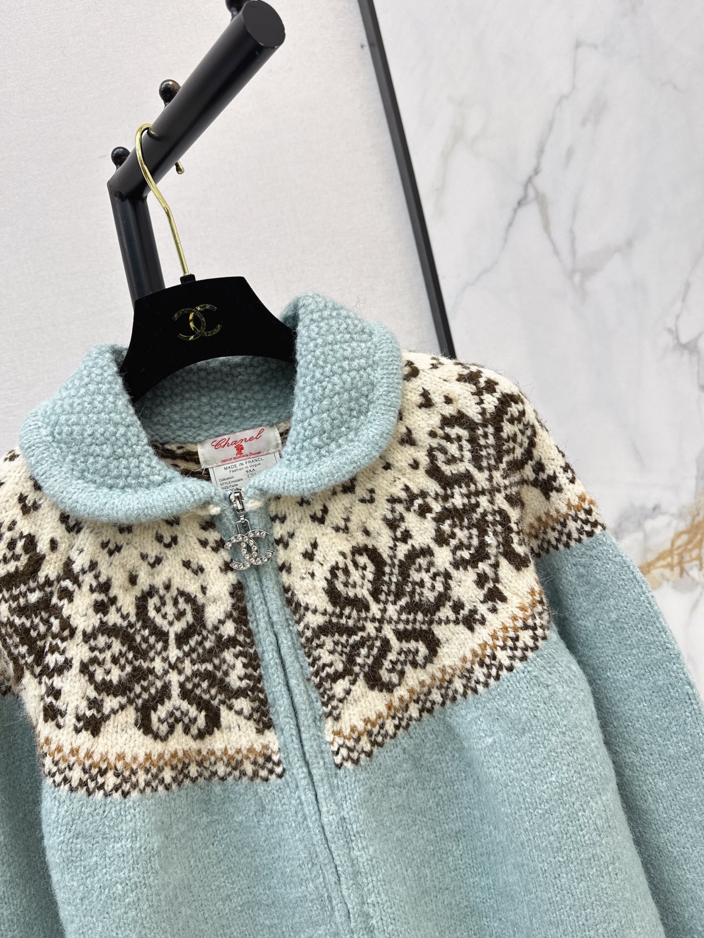 Chan 26fw fair is了zipper knit cardigan