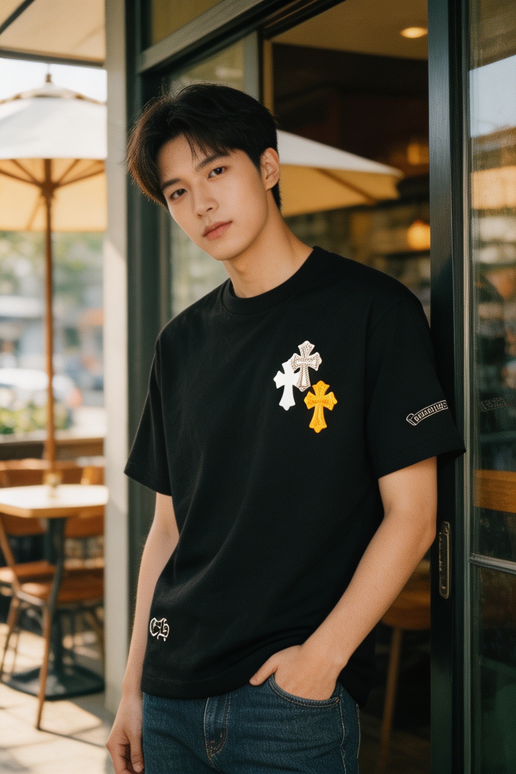 Chrome cross patch t-shirt