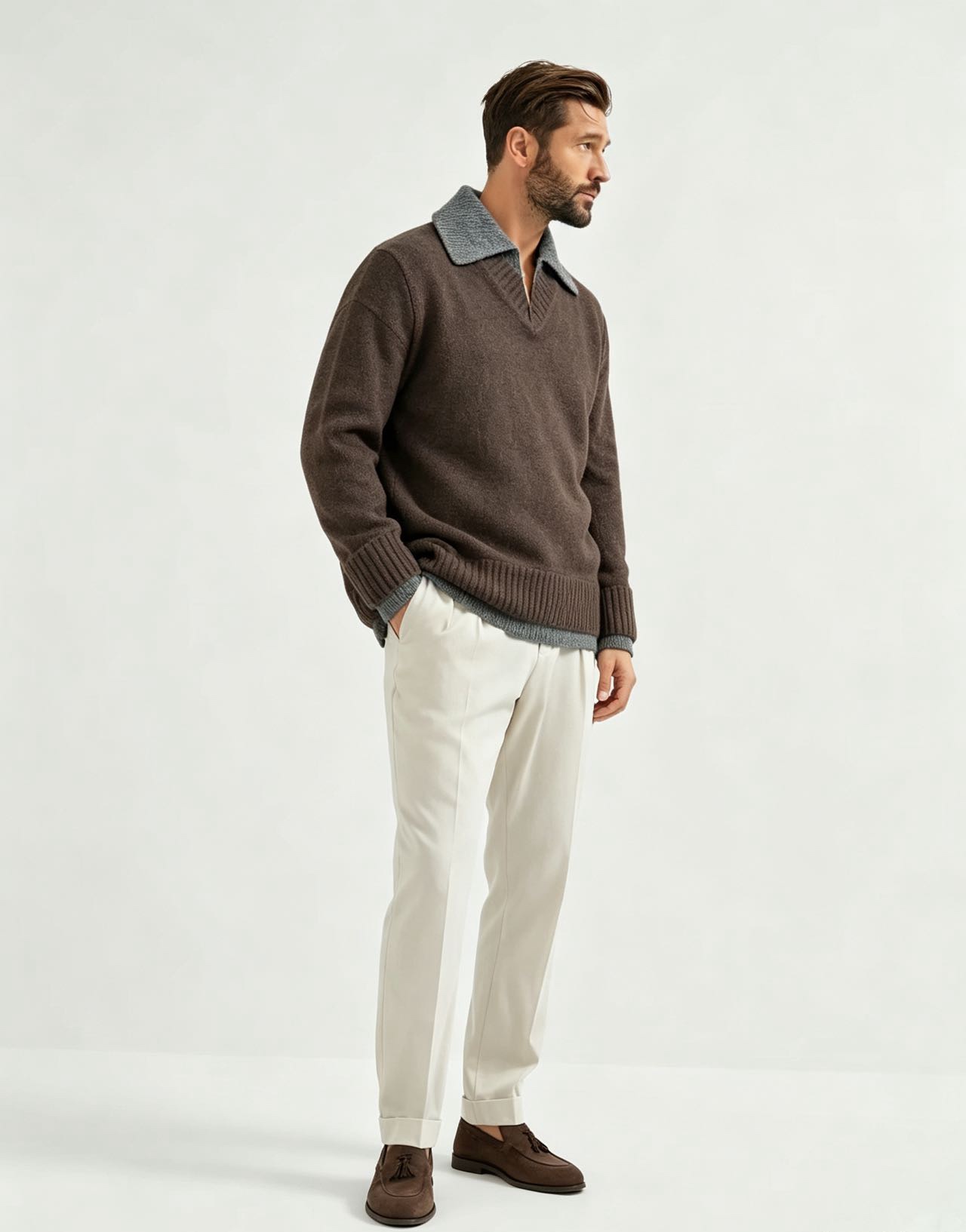 Bottega layered chunky knit sweater