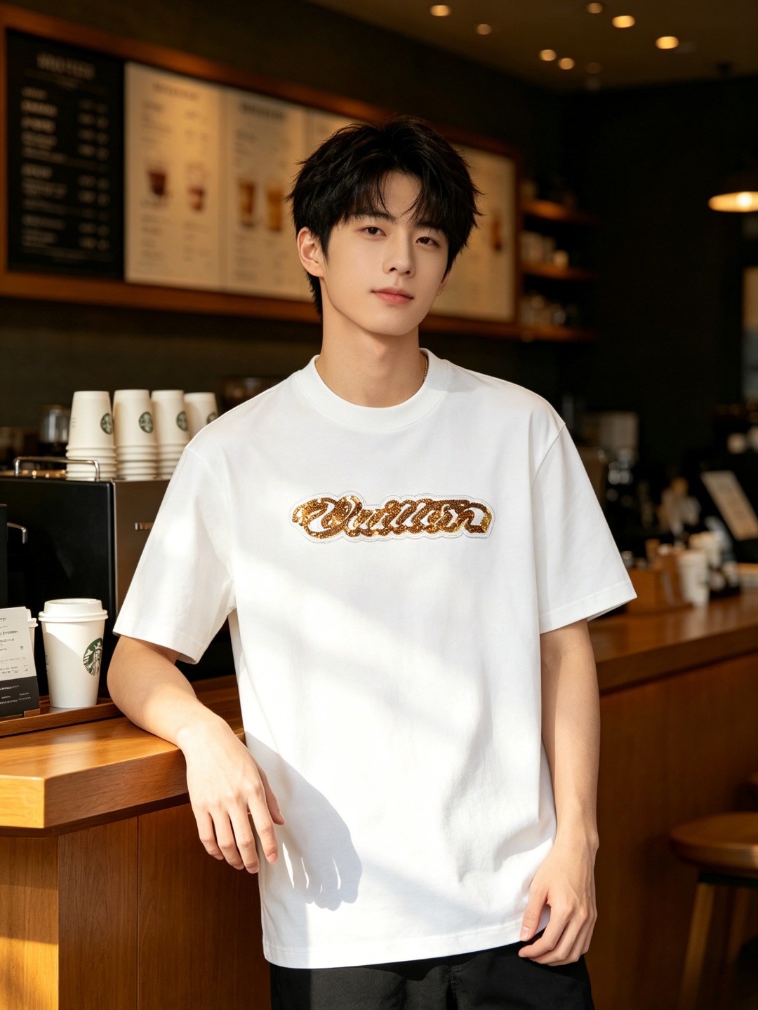 Louis sequin chenille patch t-shirt