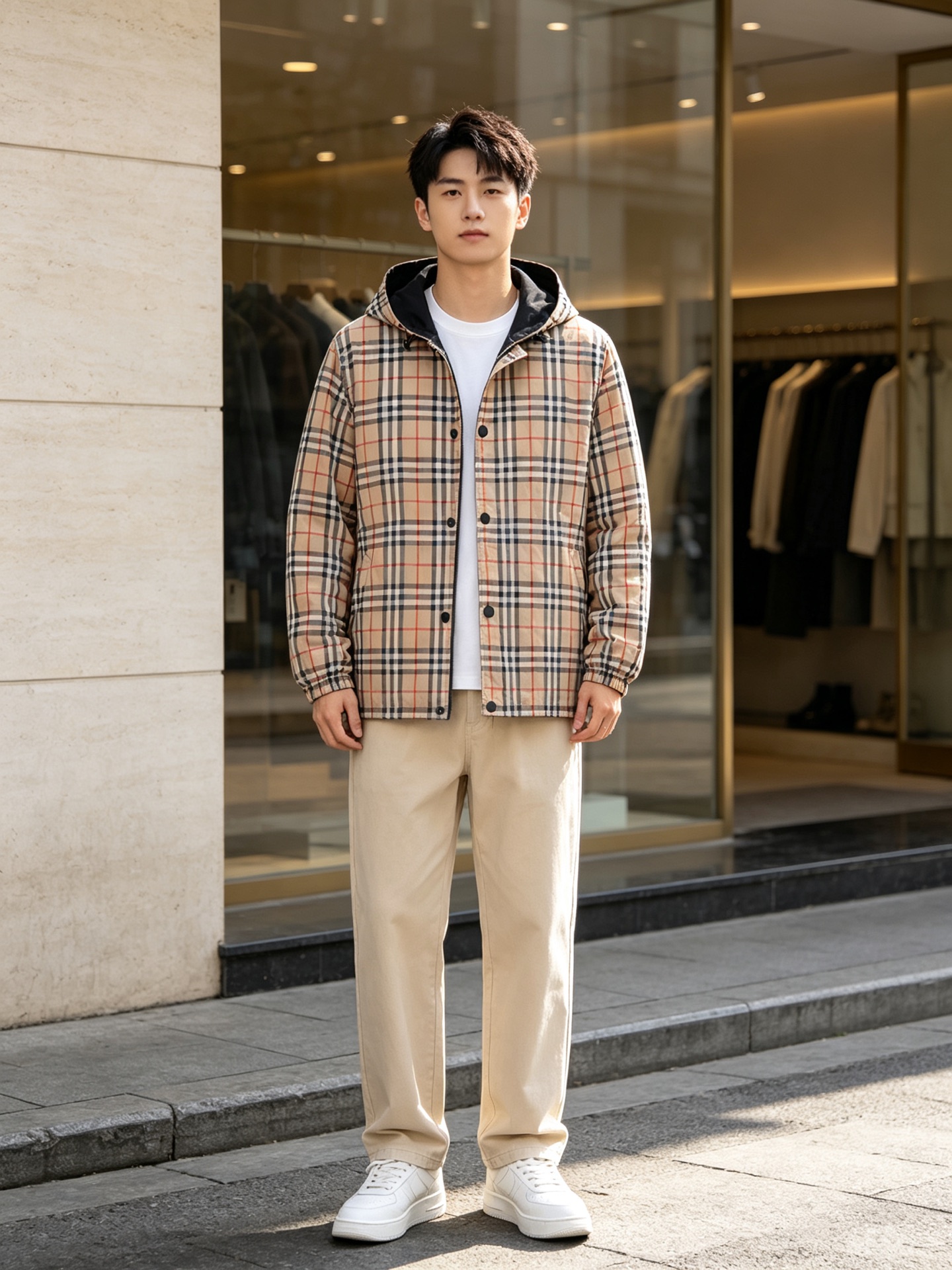 Bur plaid reversible jacket