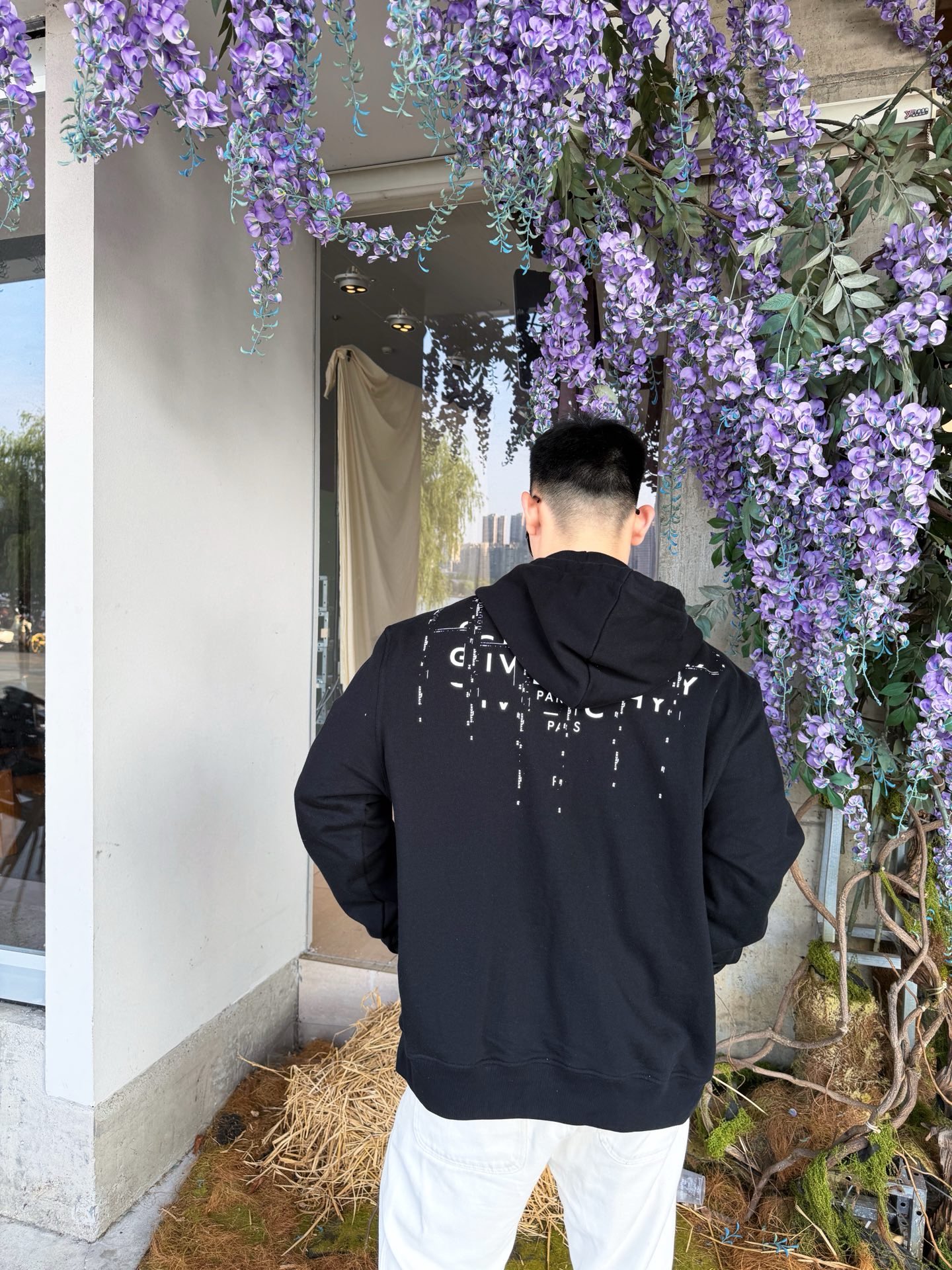 Given printed hooded jacket