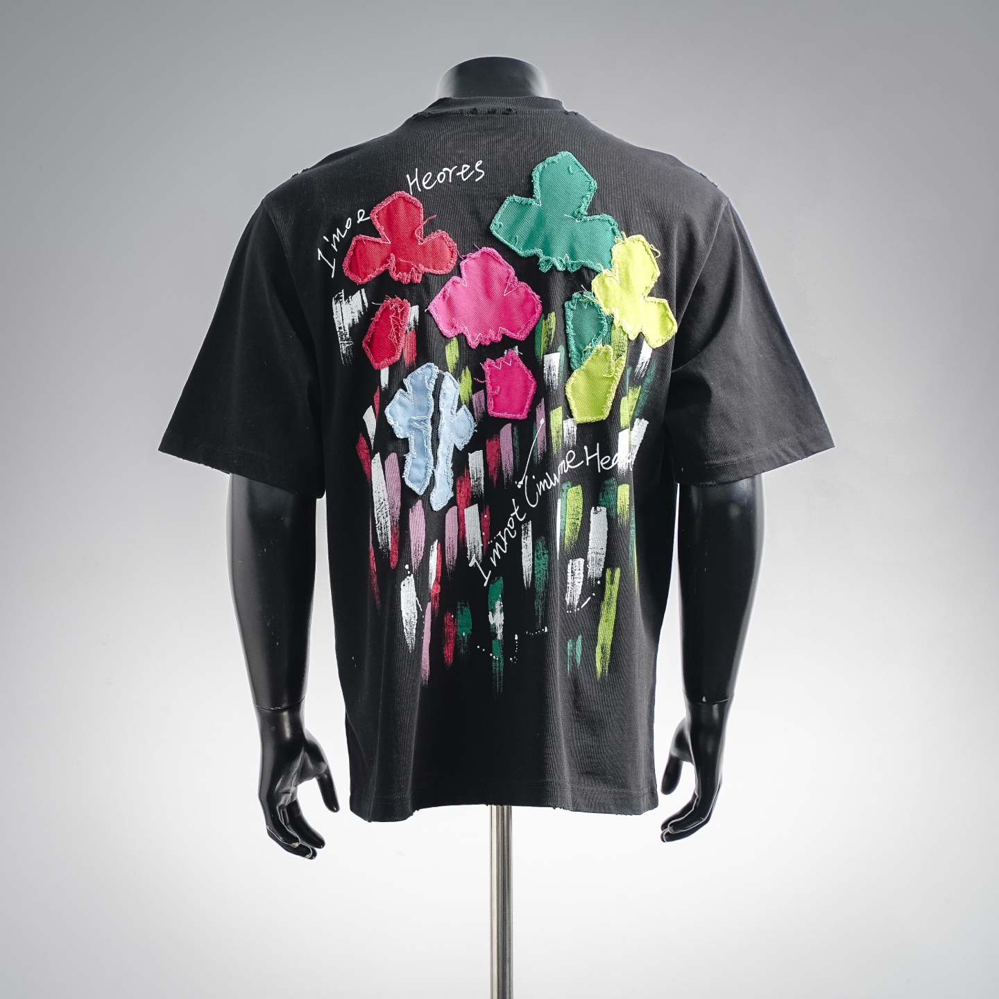 Chrome washed applique t-shirt