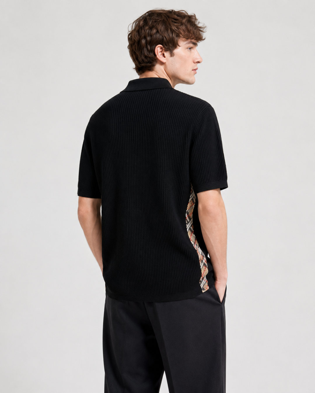 Brunello plaid knit Polo