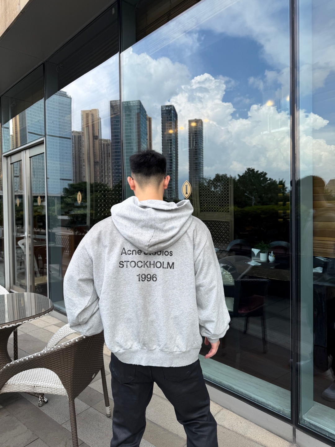 Acen washed letter hoodie