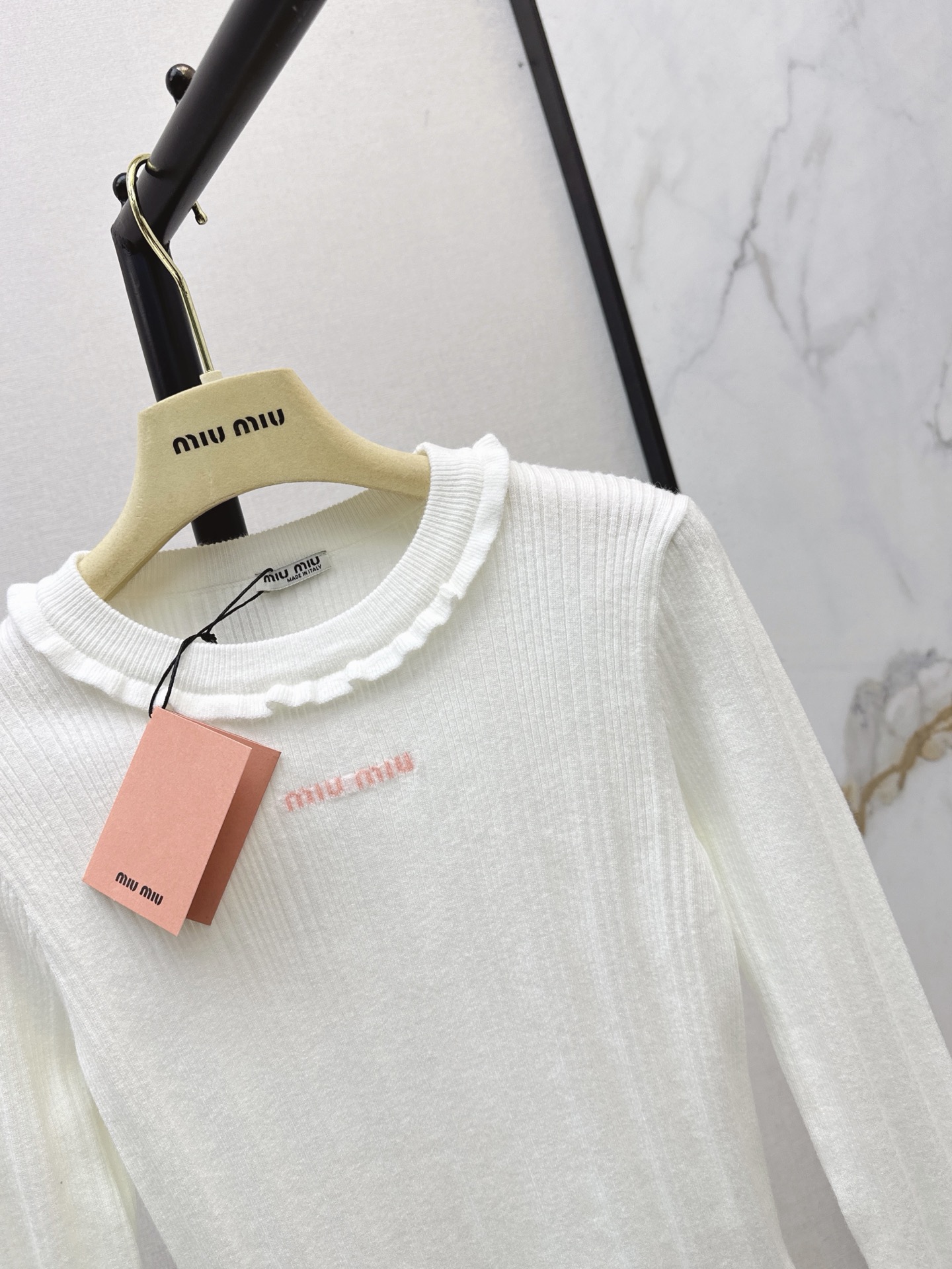 Miu 26fw slim-fit knit basic tee