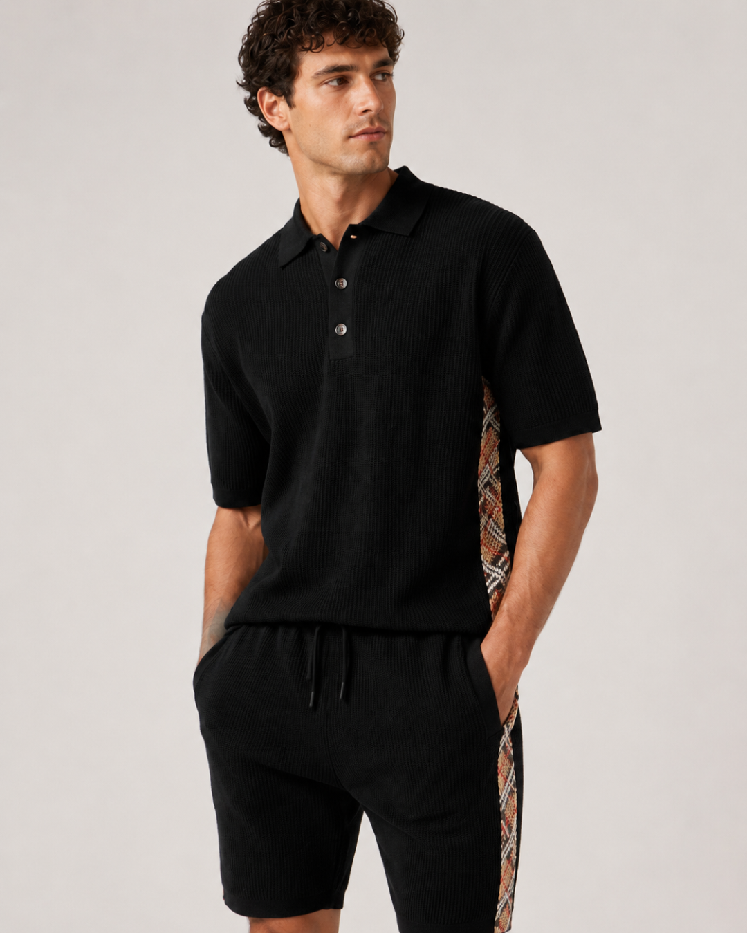 Brunello plaid knit Polo