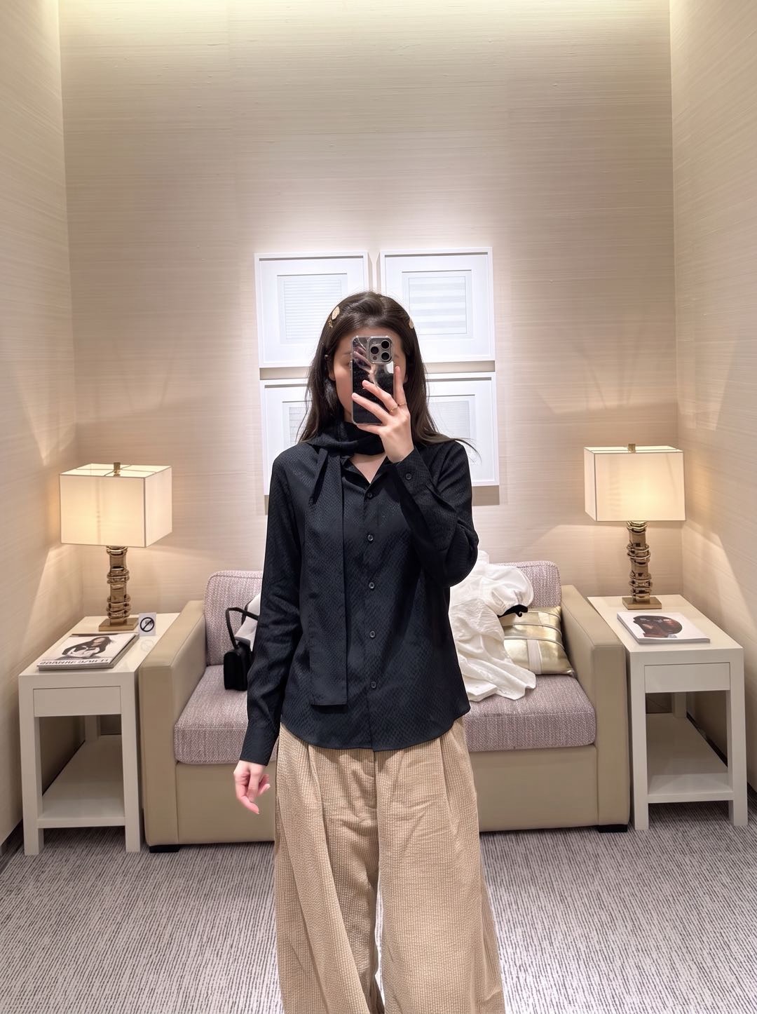 Chan 26fw jacquard silk shirt