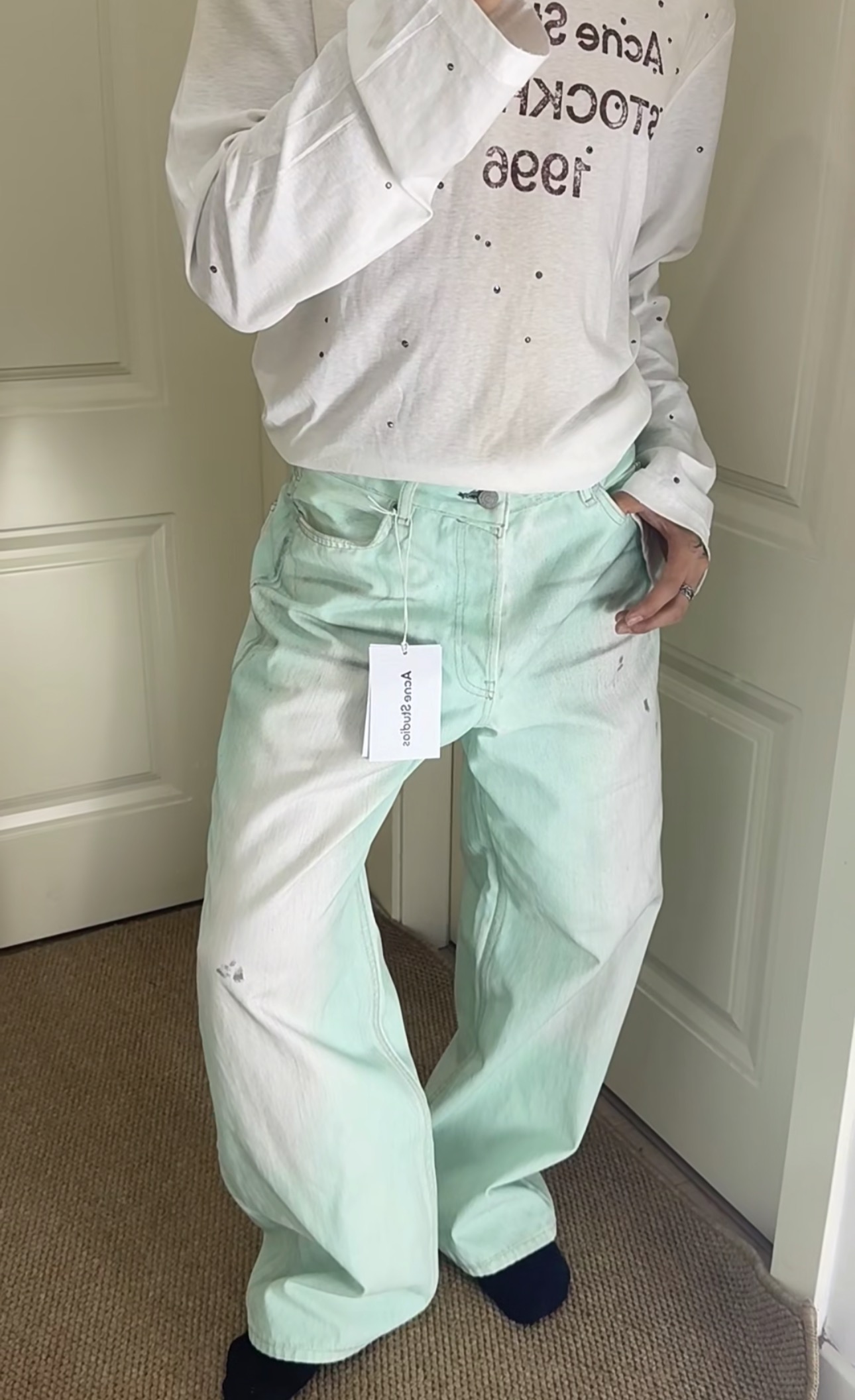 Acne washed wide-leg jeans