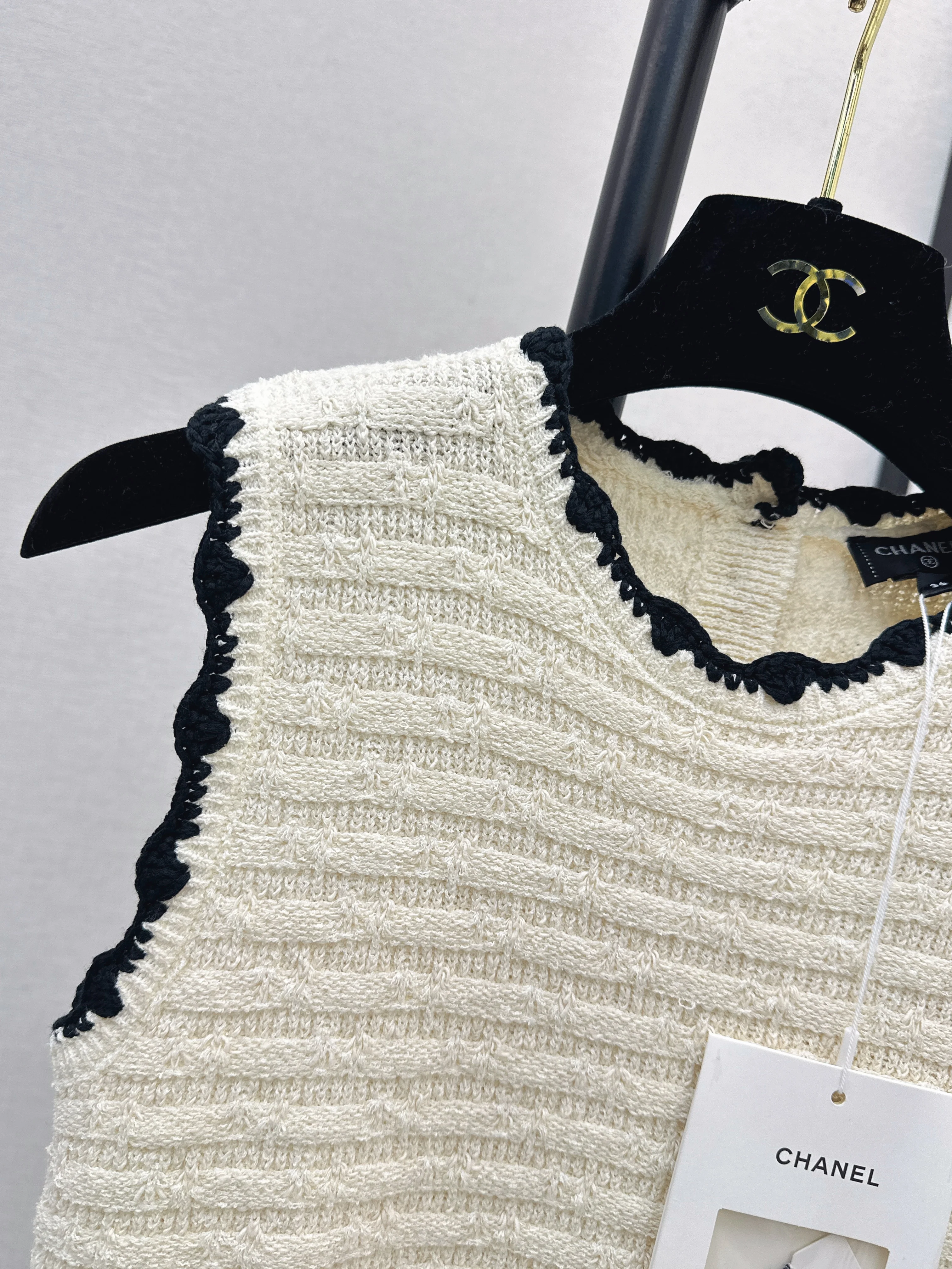 Chan 26ss woven knitted sleeveless dress