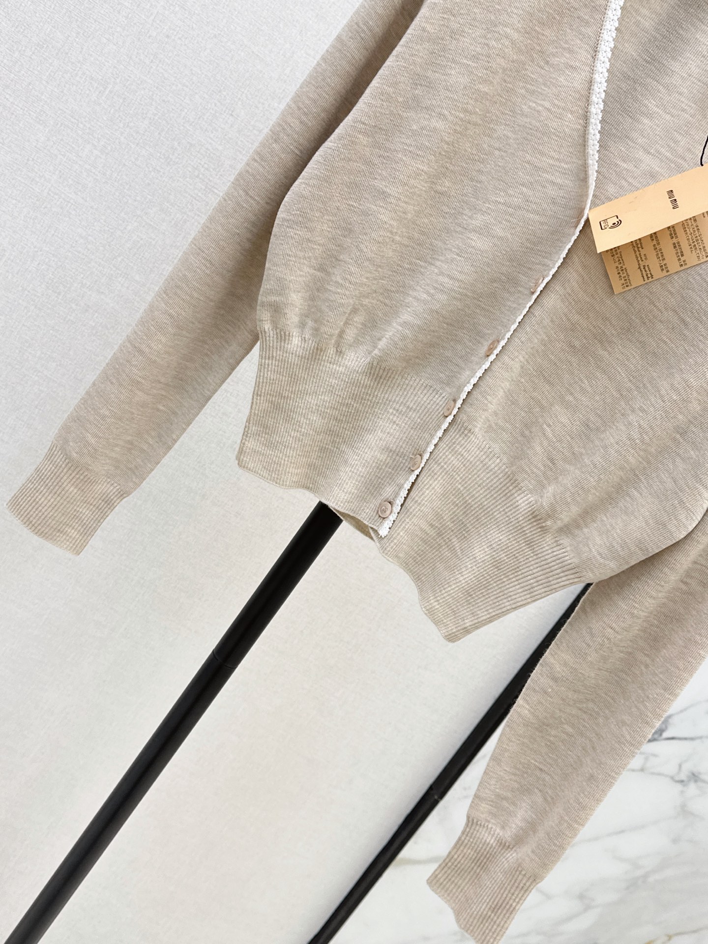 Miu 26ss lace trim cardigan