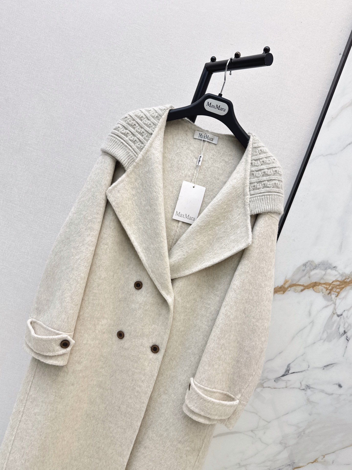 Max 26fw knit hooded woolen overcoats