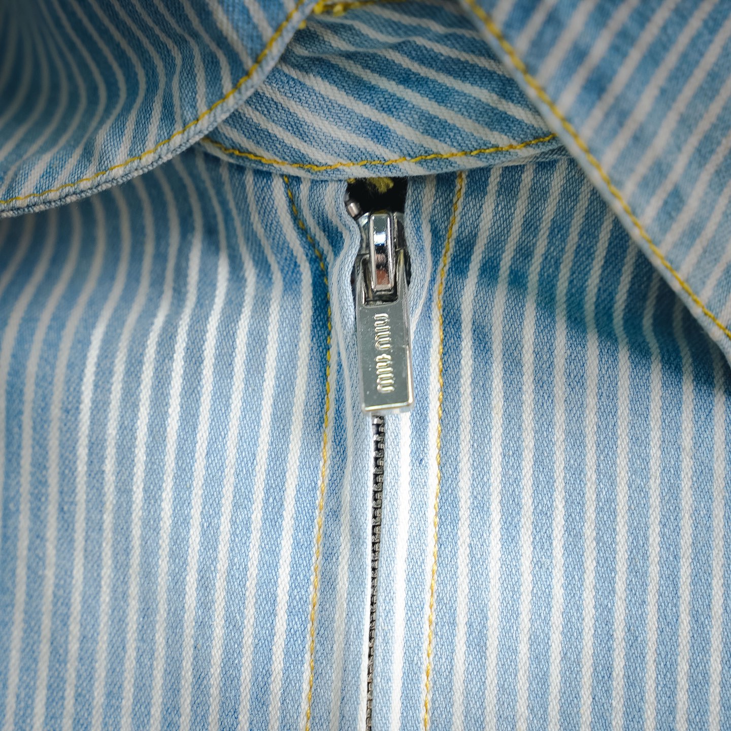 Miu vertical stripe denim zip jacket