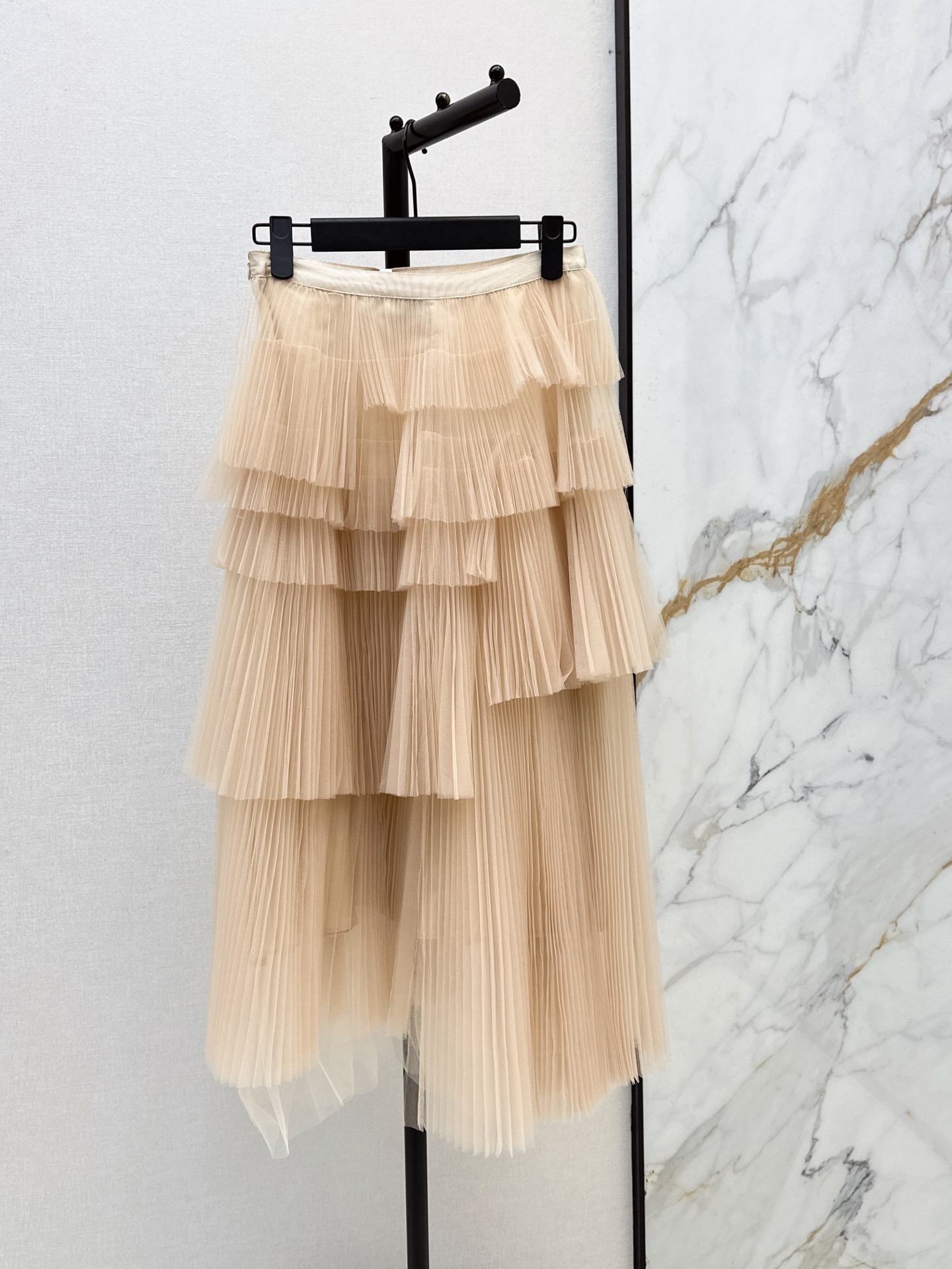 CD 26fw tiered pleated tulle midi skirt