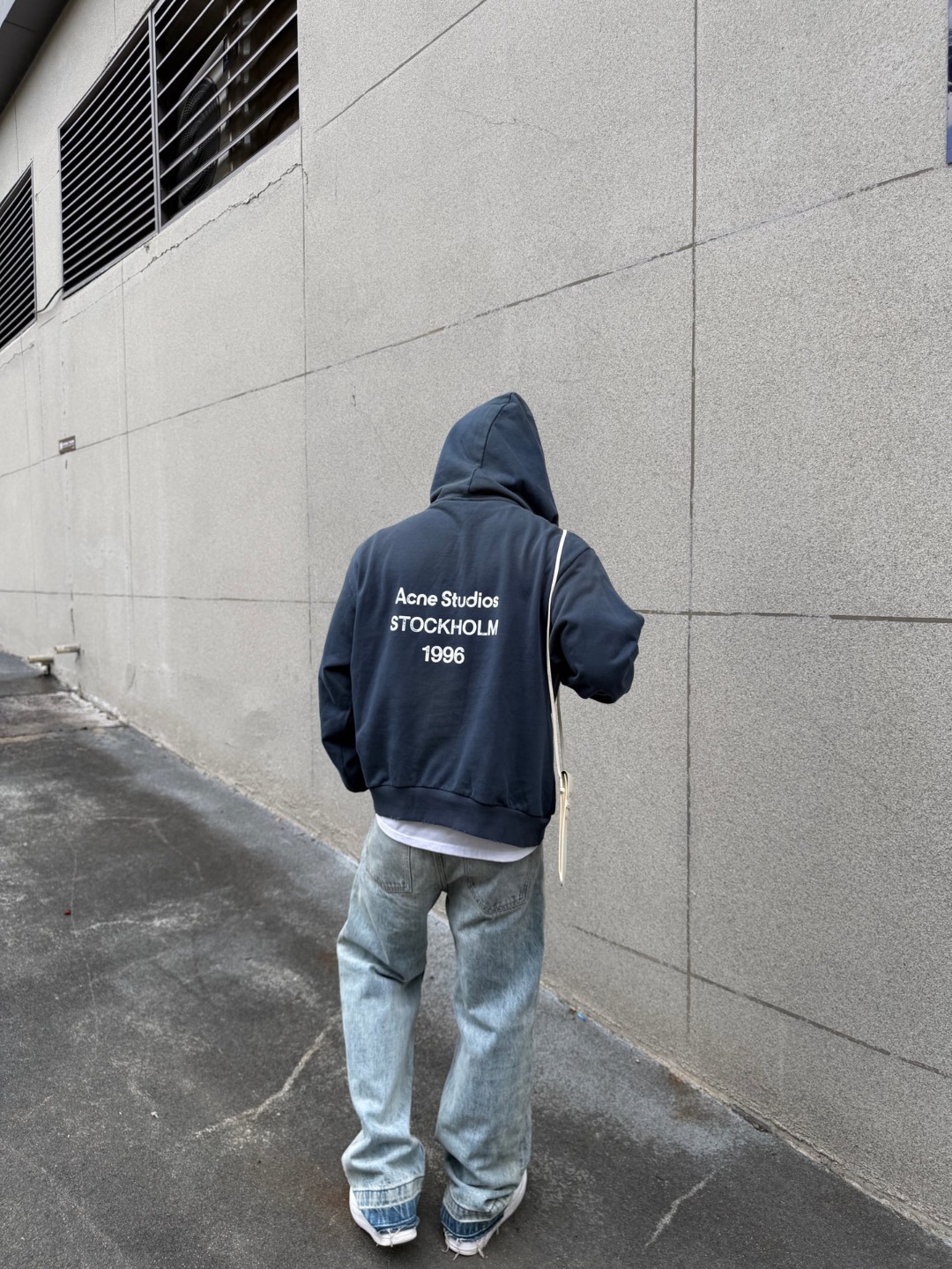 Acne washed letter hoodie