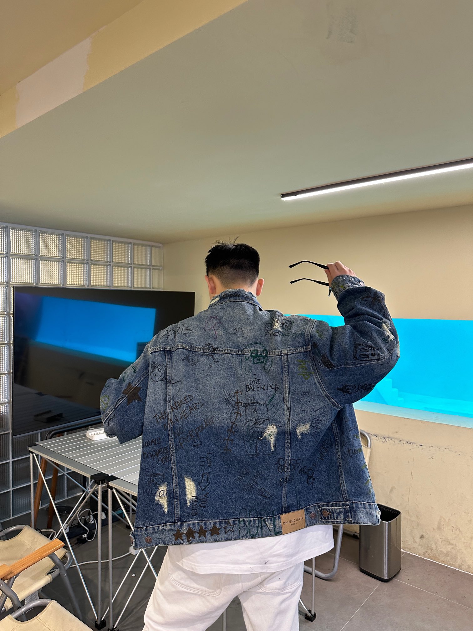 Balen graffiti distressed jacket