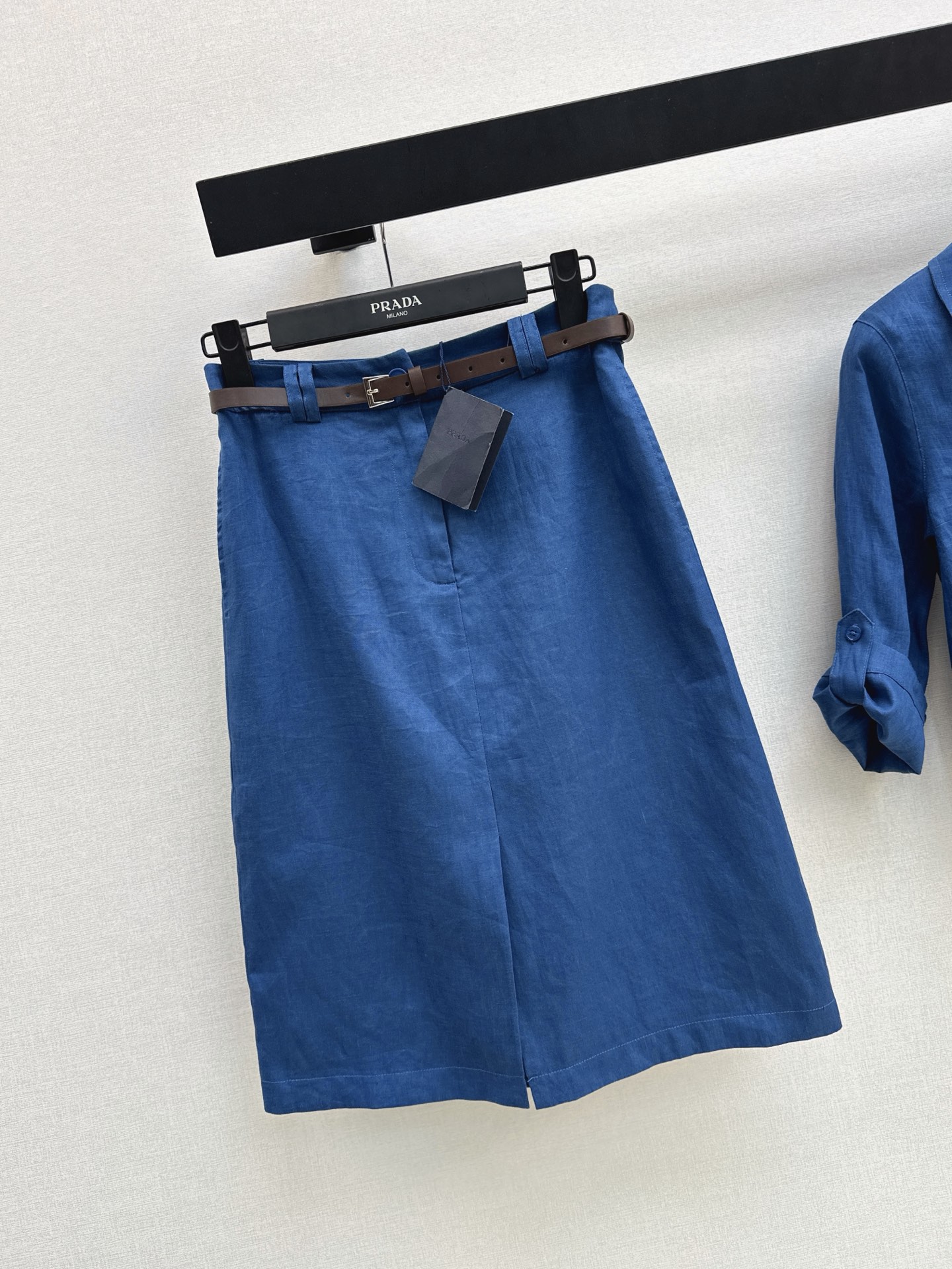 Pra 26ss linen belted skirt