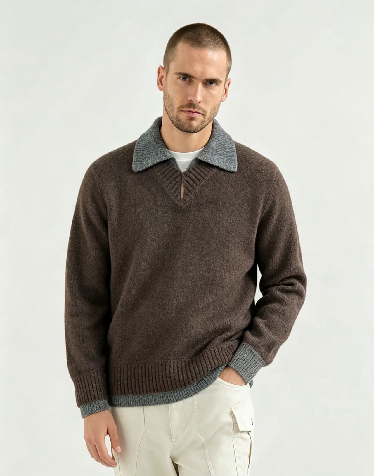 Bottega layered chunky knit sweater