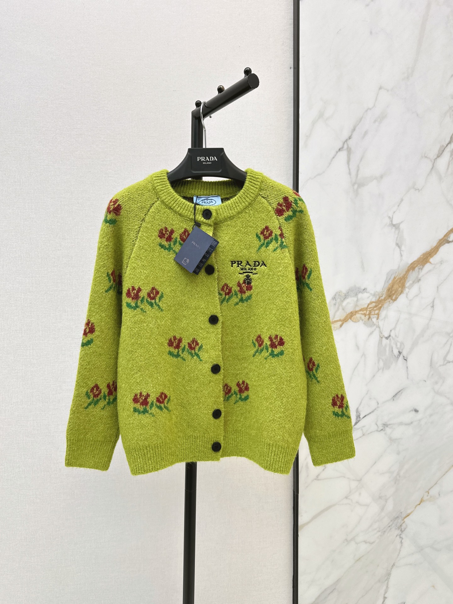 Pra 26fw floaral jacquard cardigan