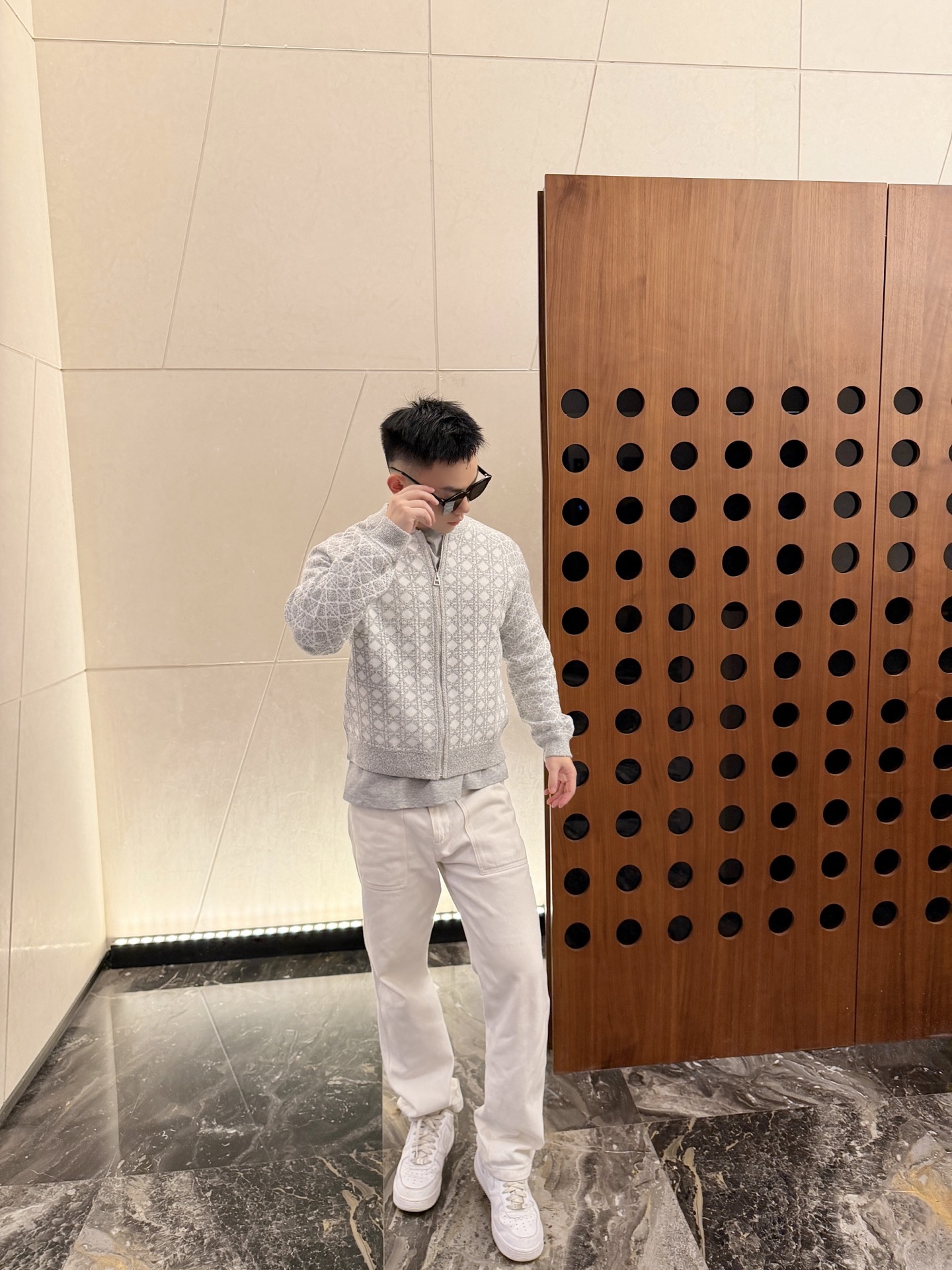 CD jacquard knit jacket