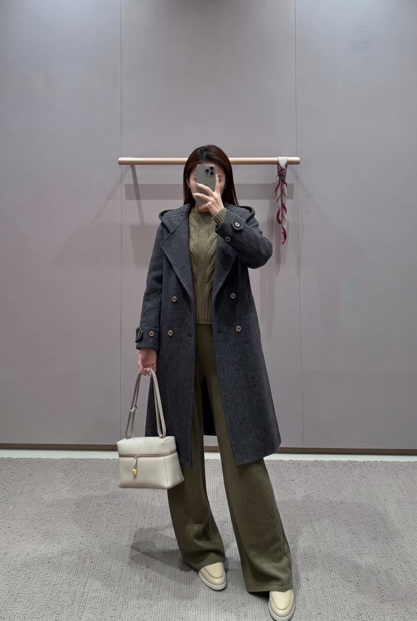 Max 26fw knit hooded woolen overcoats