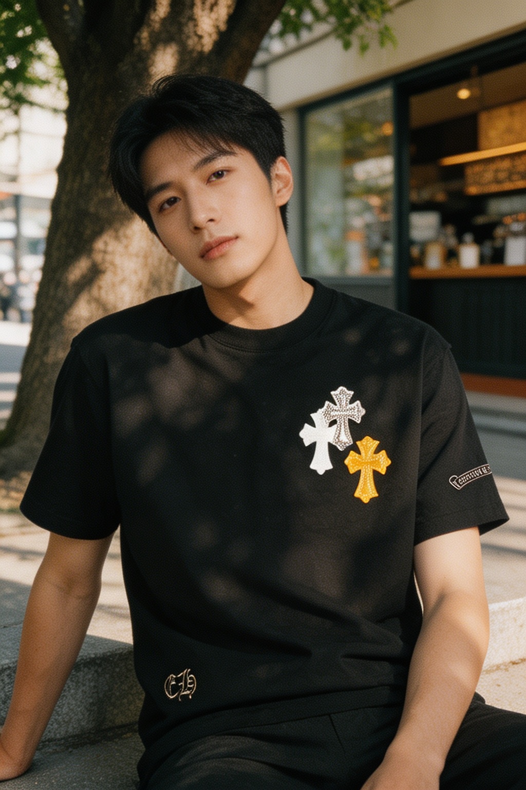 Chrome cross patch t-shirt
