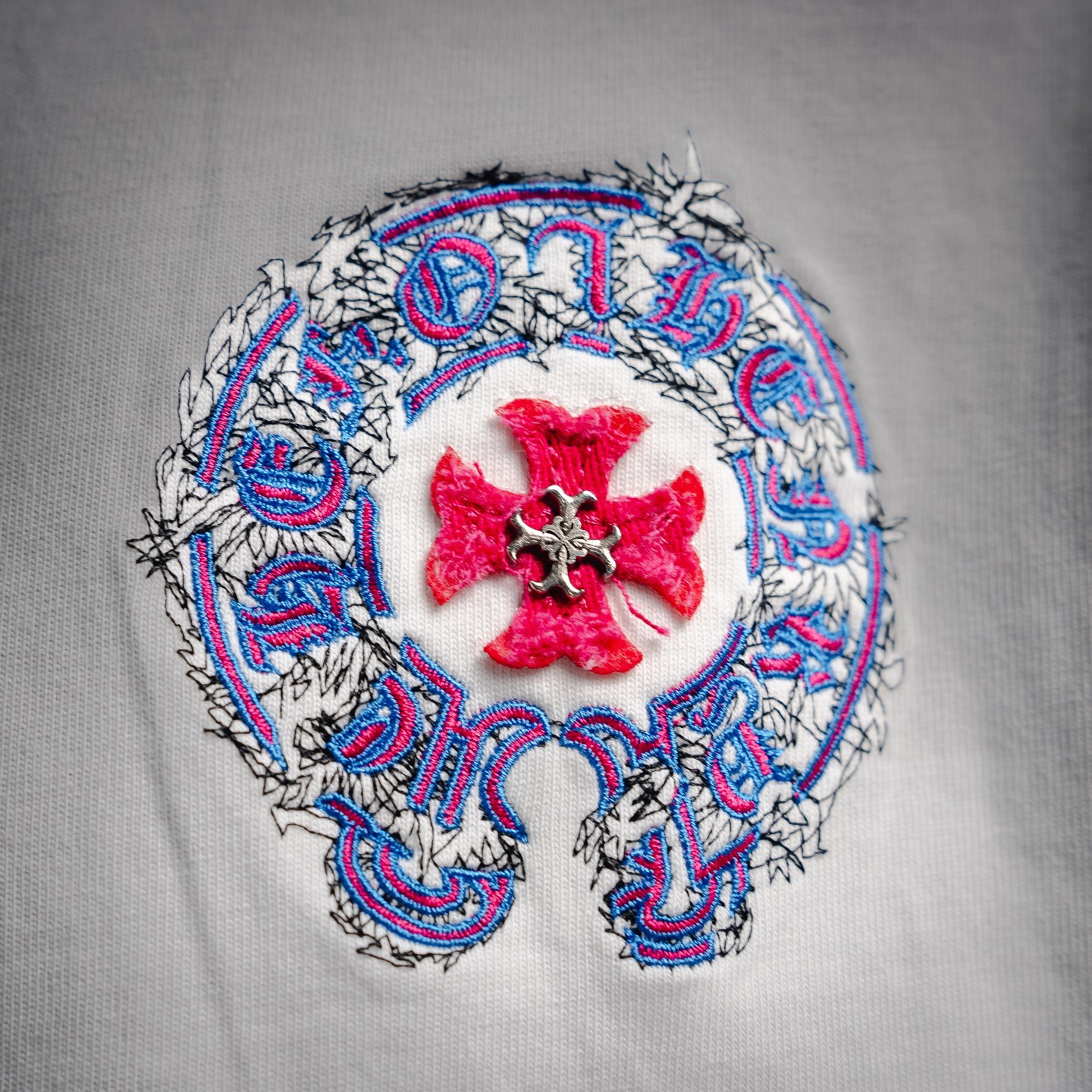 Chrome cross applique t-shirt