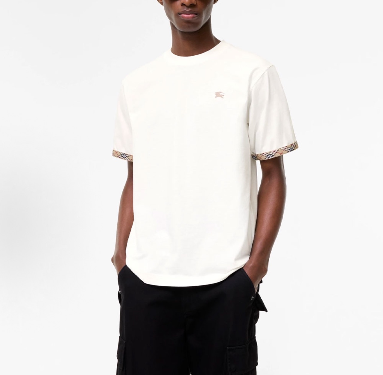 Bur cuffs plaid t-shirt