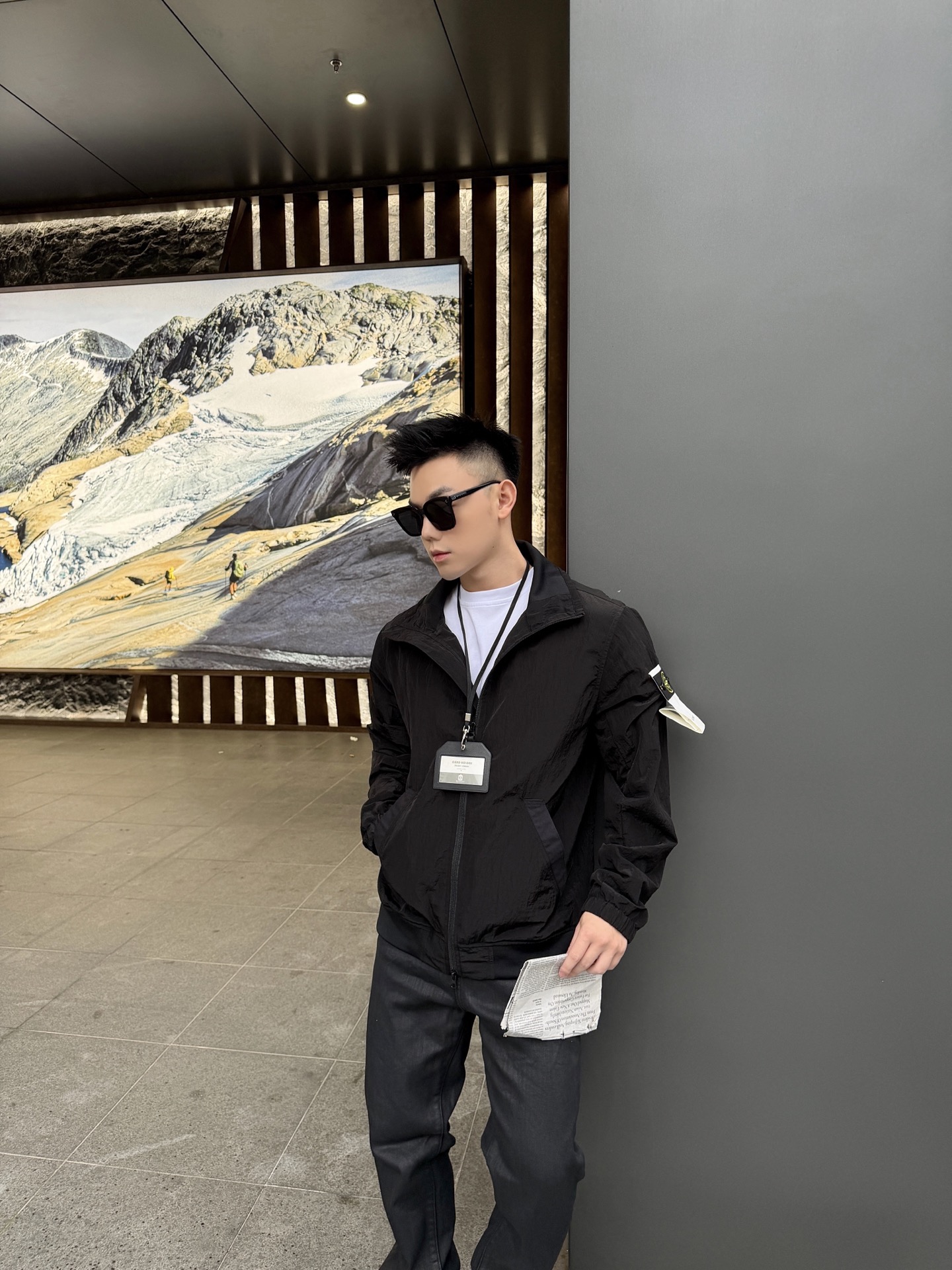 Stone nylon zip-up jacket