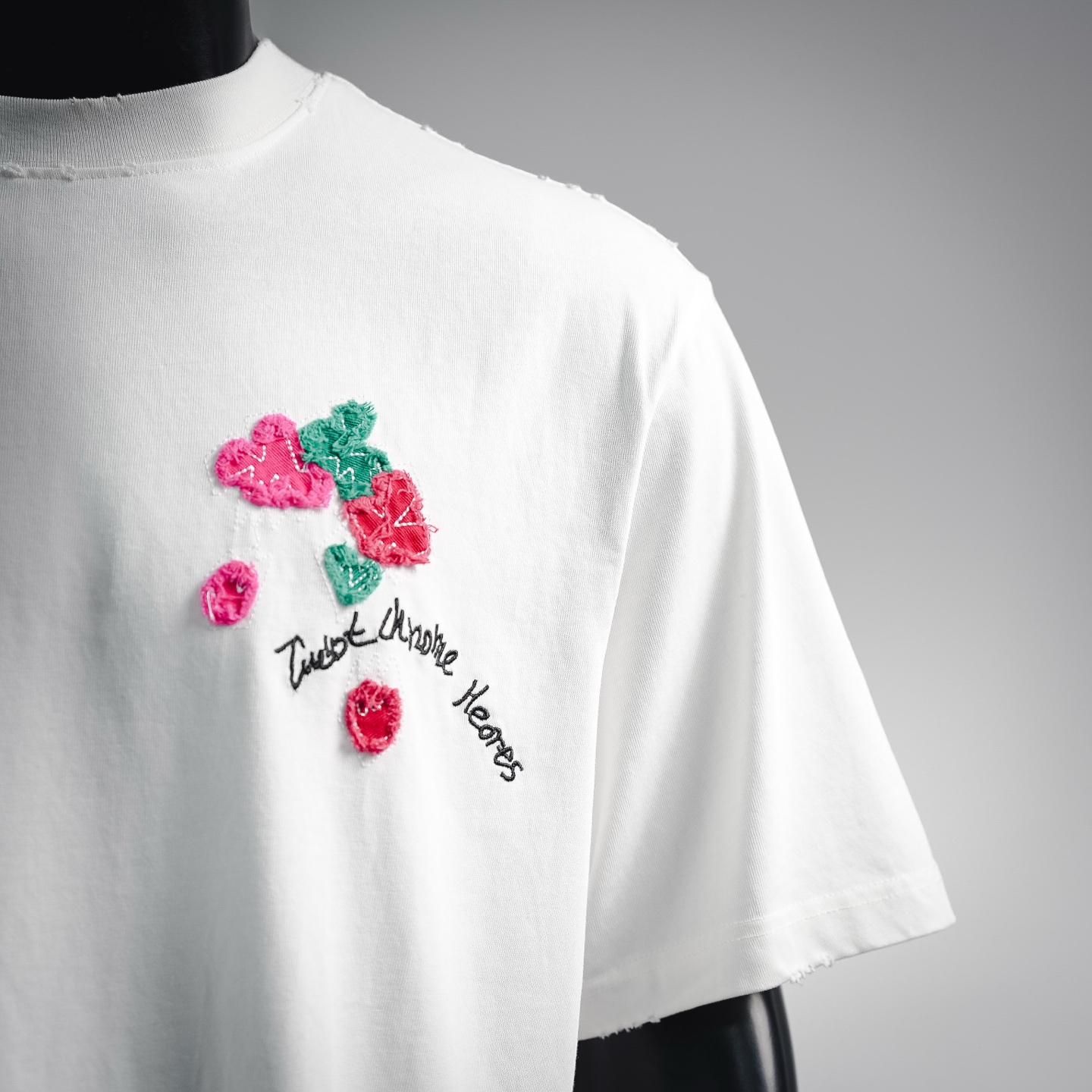 Chrome washed applique t-shirt