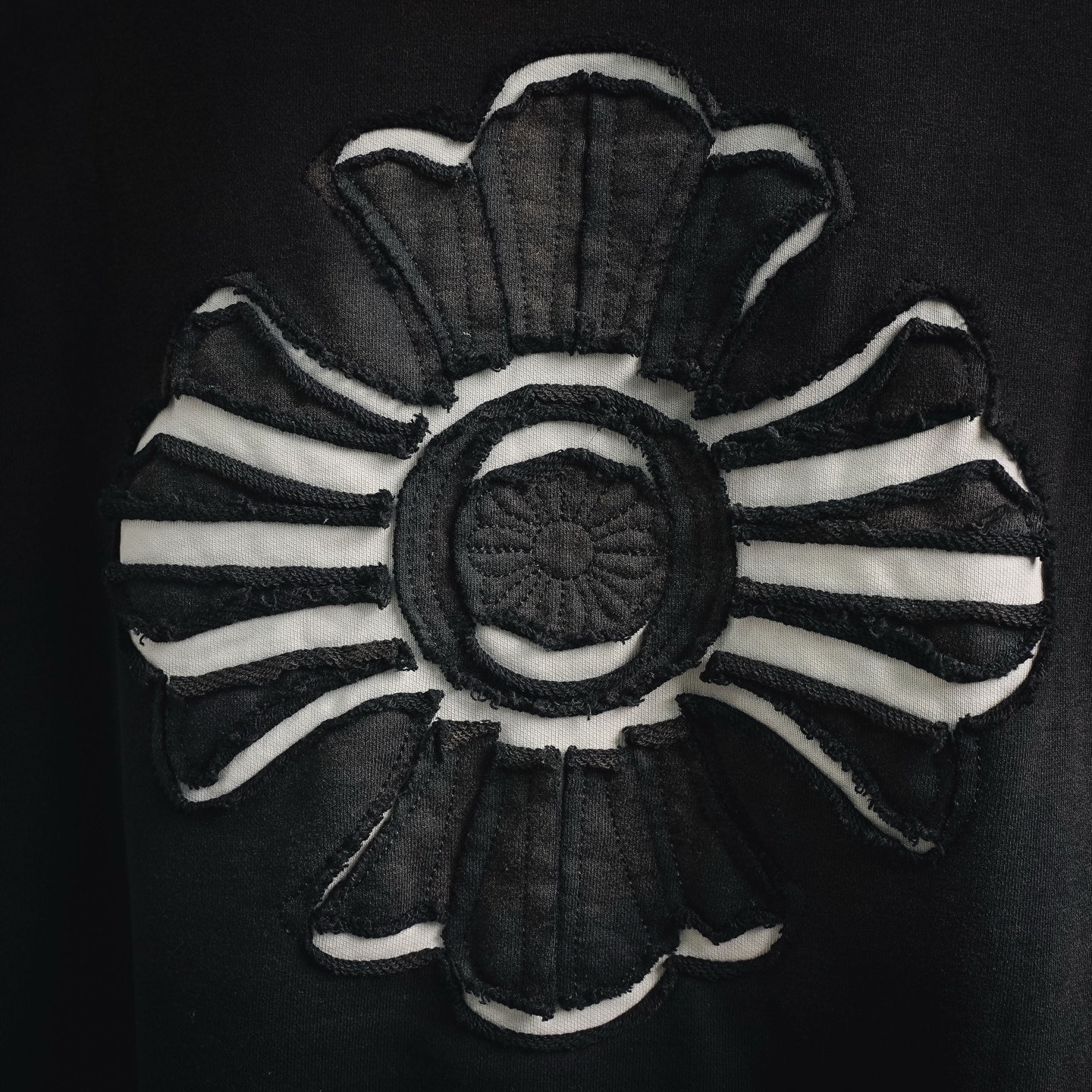 Chrome washed applique hoodie