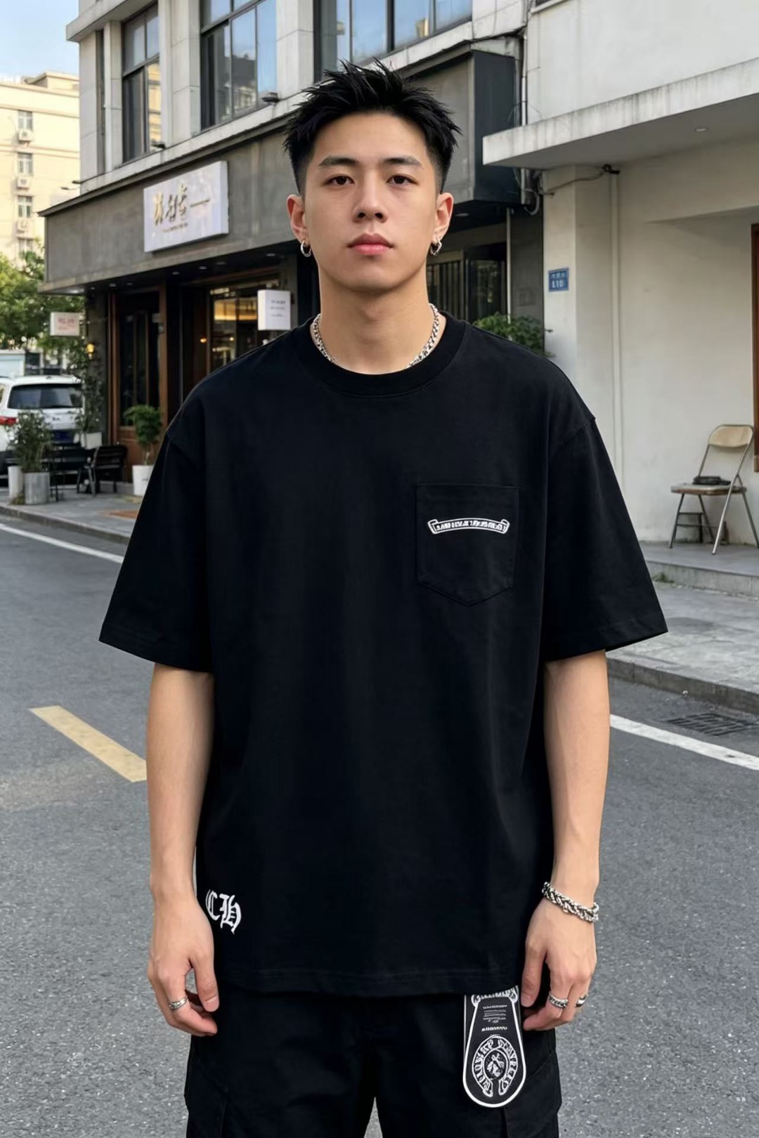 Chrome hem printed t-shirt