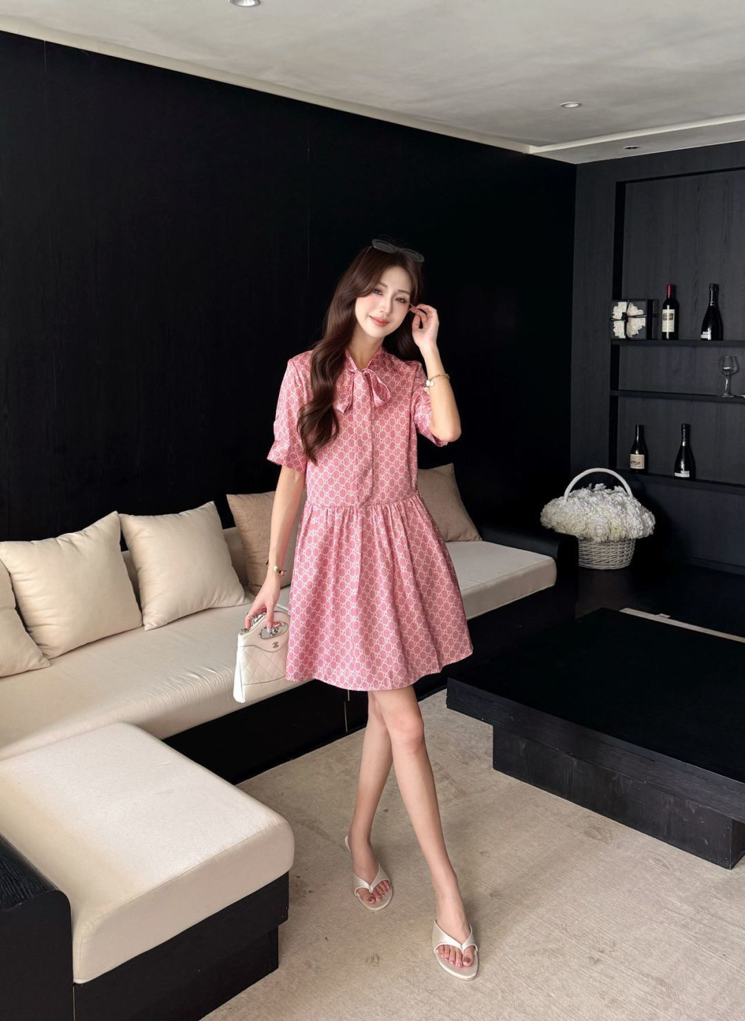 Guc 26ss print ribbon dress