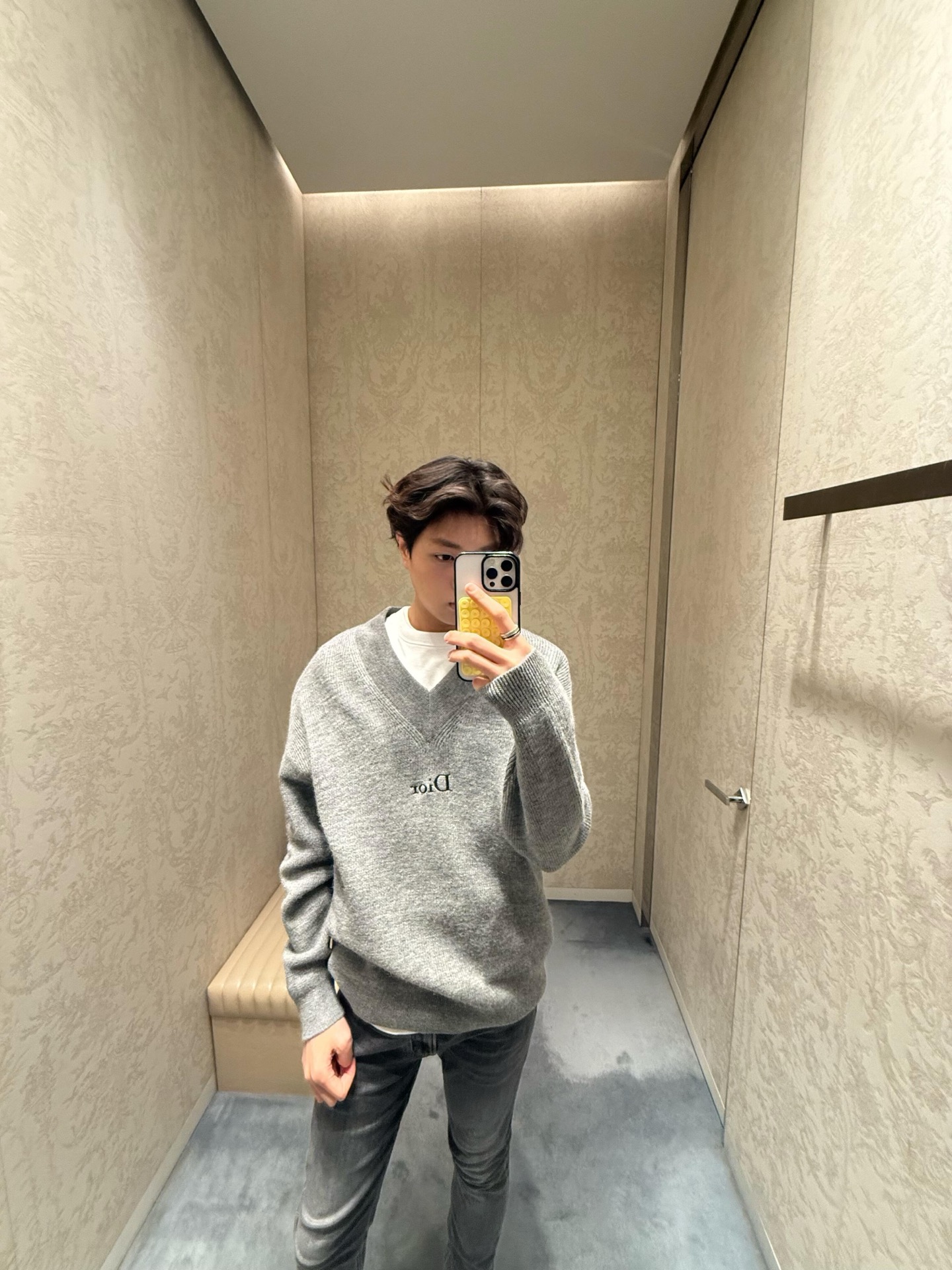 CD embroidered knit sweater