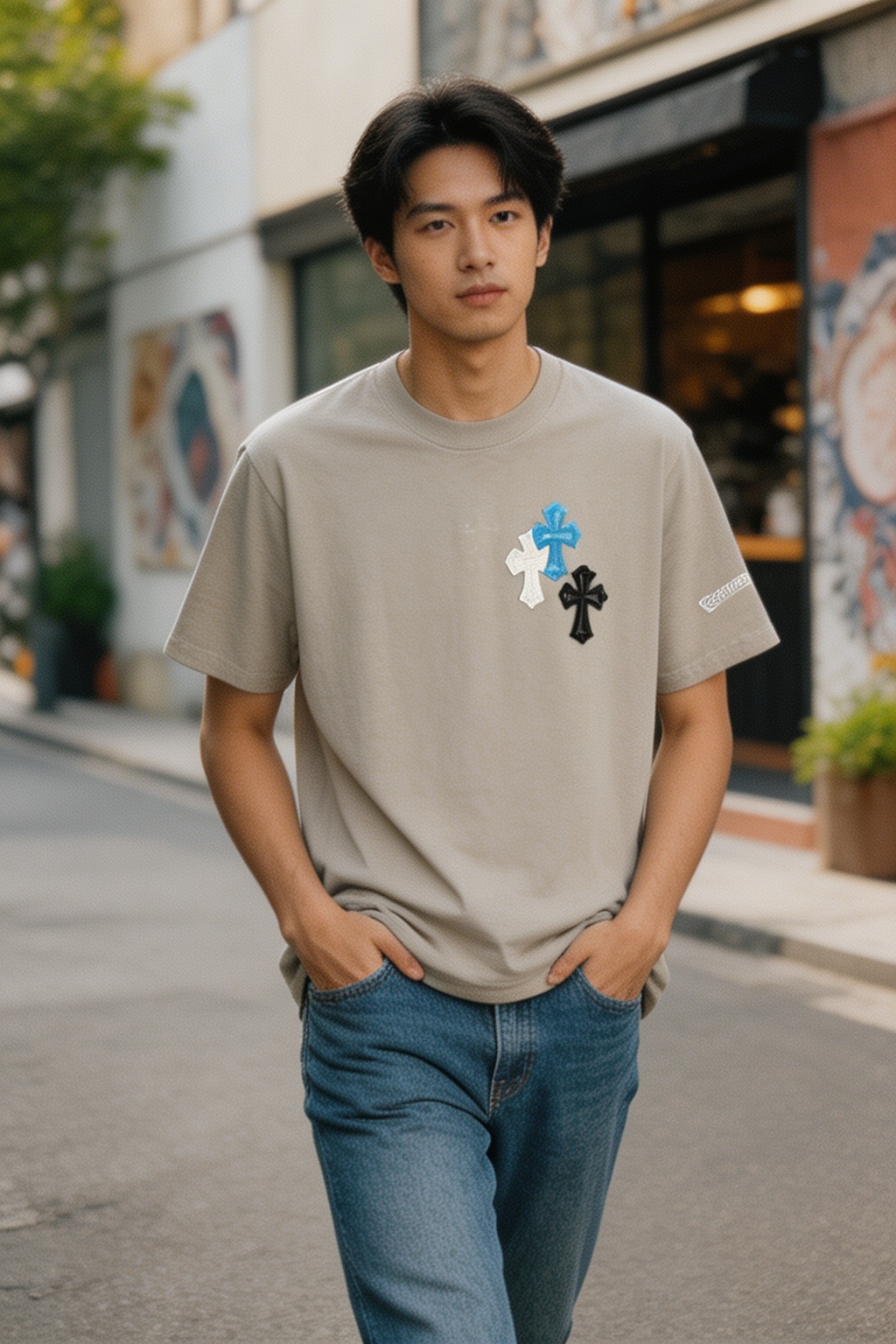 Chrome cross patch t-shirt