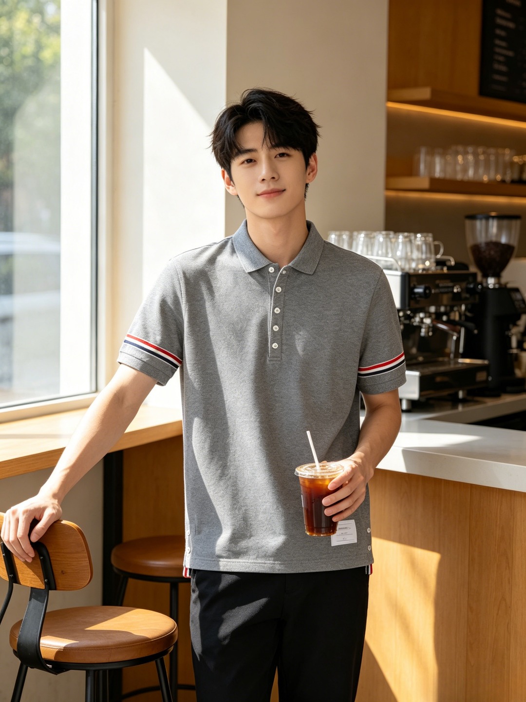 Thom contrast stripe Polo