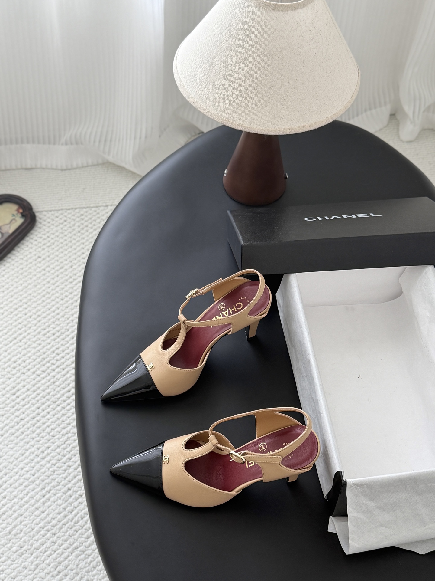 Chan 26P slingback t-strap heels
