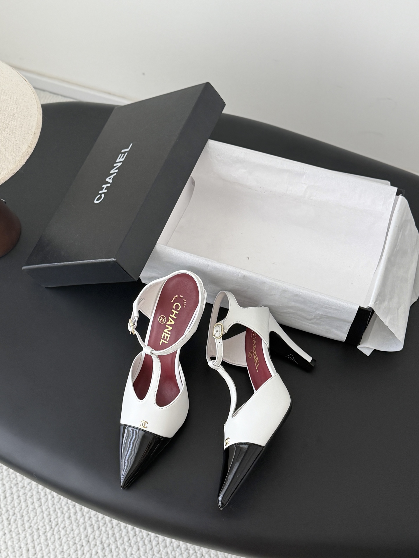 Chan 26P slingback t-strap heels