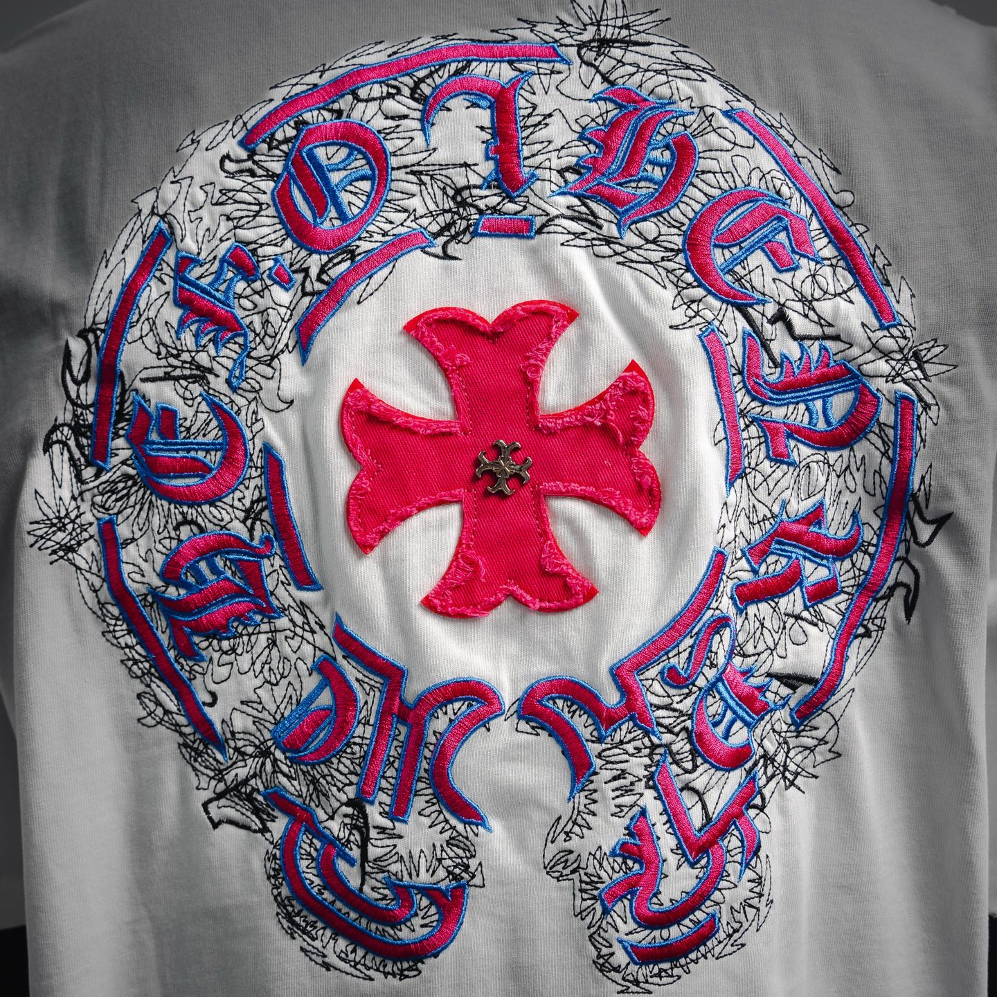 Chrome cross applique t-shirt