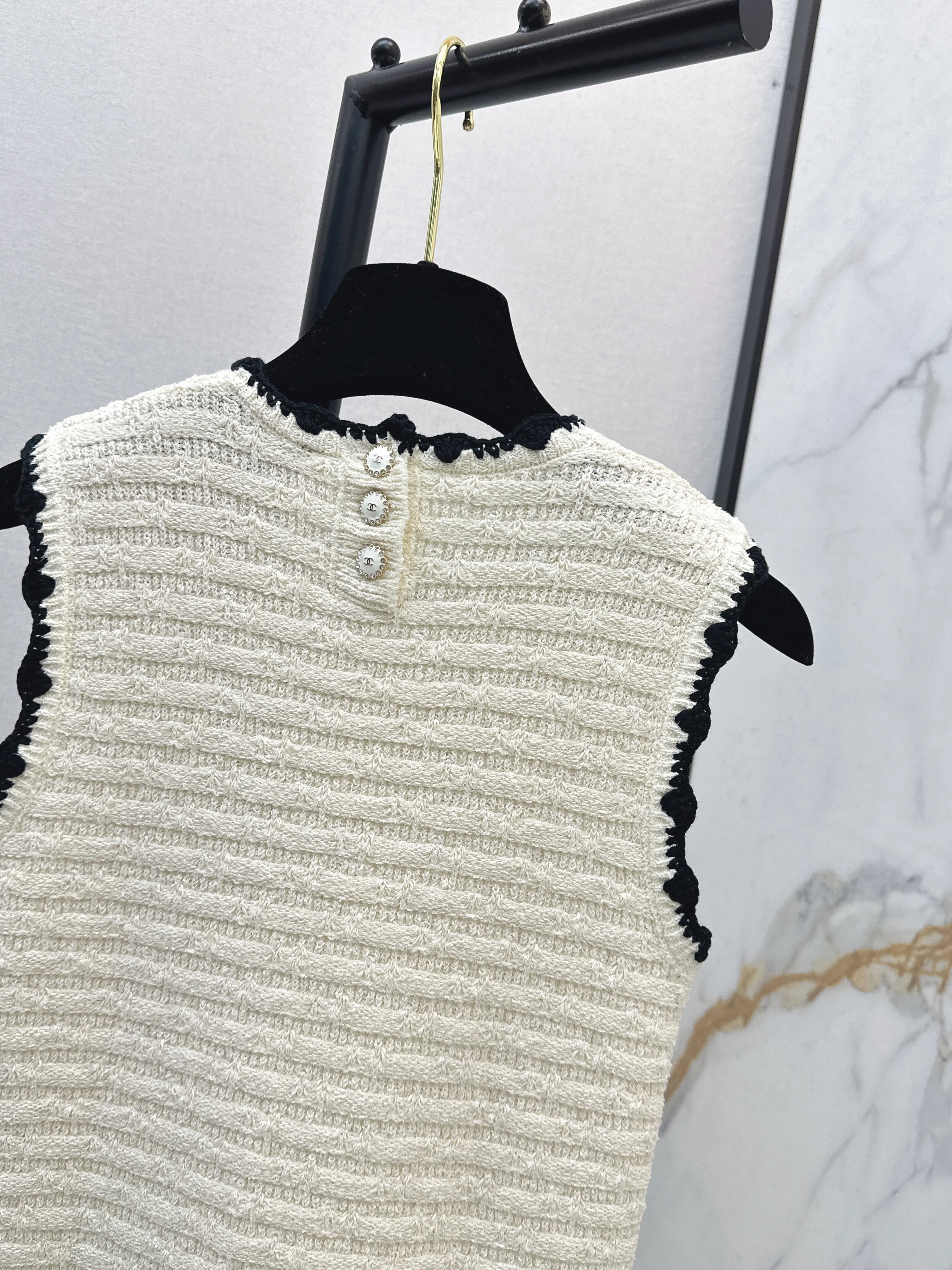 Chan 26ss woven knitted sleeveless dress