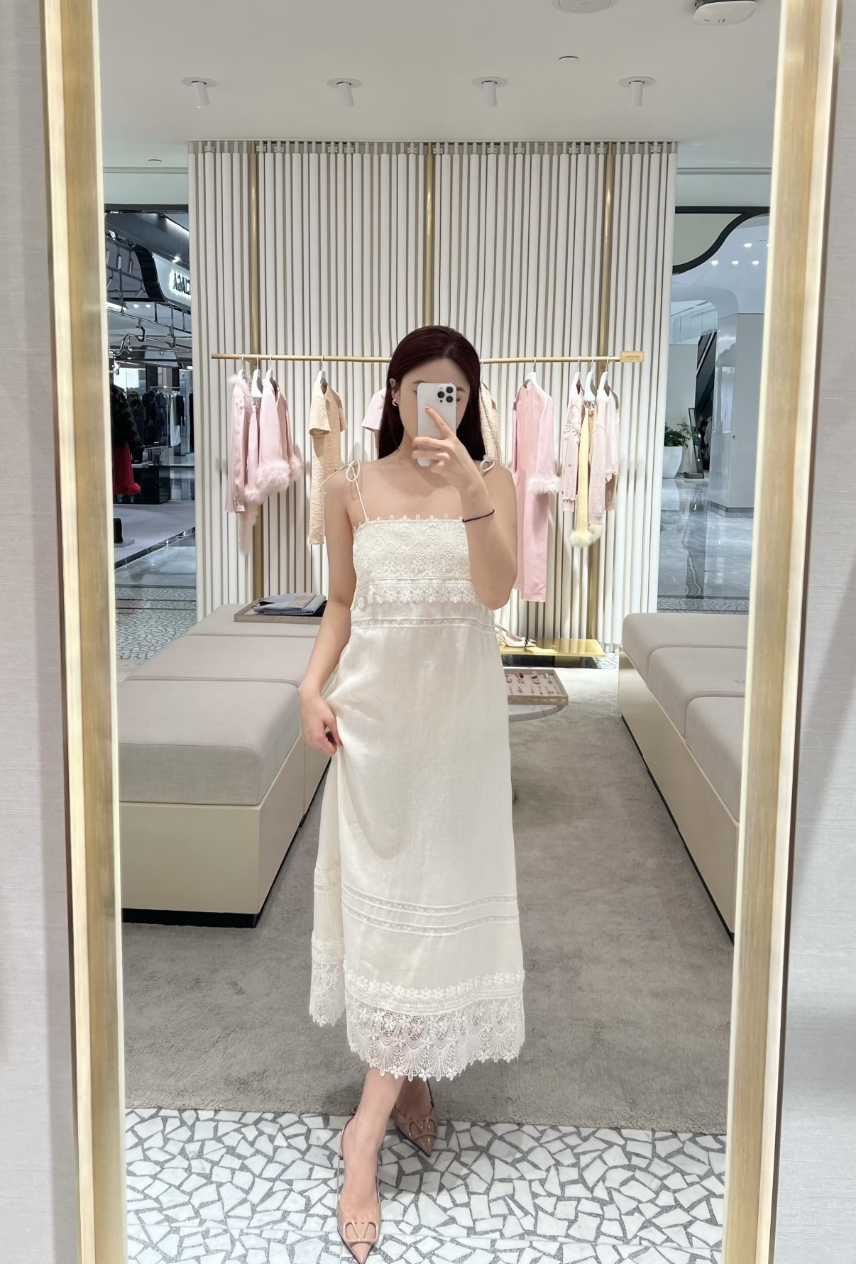 Valen 26ss lace panel slip dress